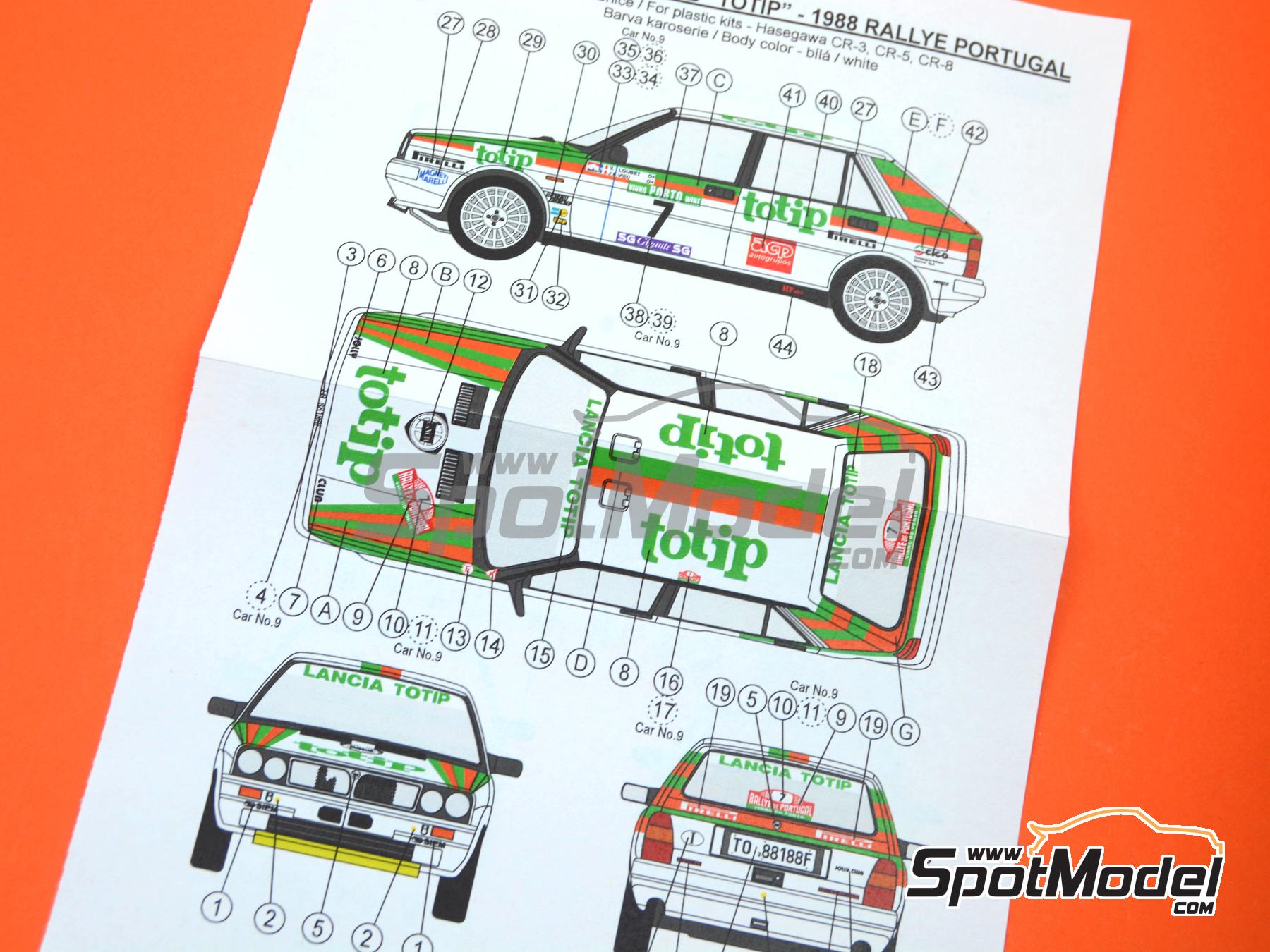 Image 4: Lancia Delta HF 4WD Jolly Club Team sponsored by Totip - Portugal Rally - Vinho do Porto 1988 | Marking / livery in 1/24 scale manufactured by Reji Model (ref.&nbsp;REJI-390, also 390)