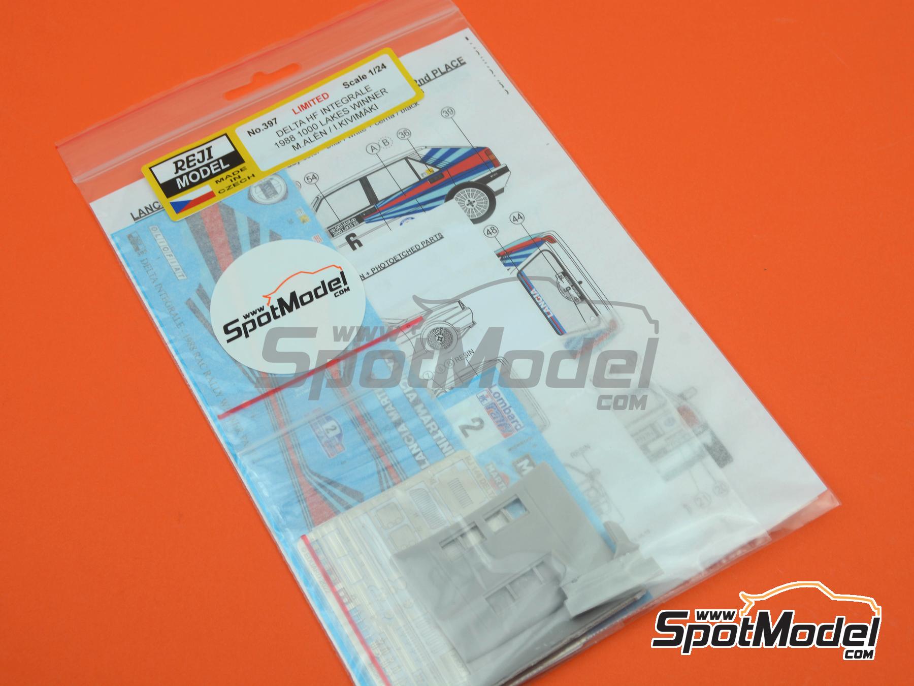 Image 4: Lancia Delta HF Integrale Martini Racing Team - 1000 Lakes Finland Rally 1988 | Marking / livery in 1/24 scale manufactured by Reji Model (ref. REJI-397, also 397)