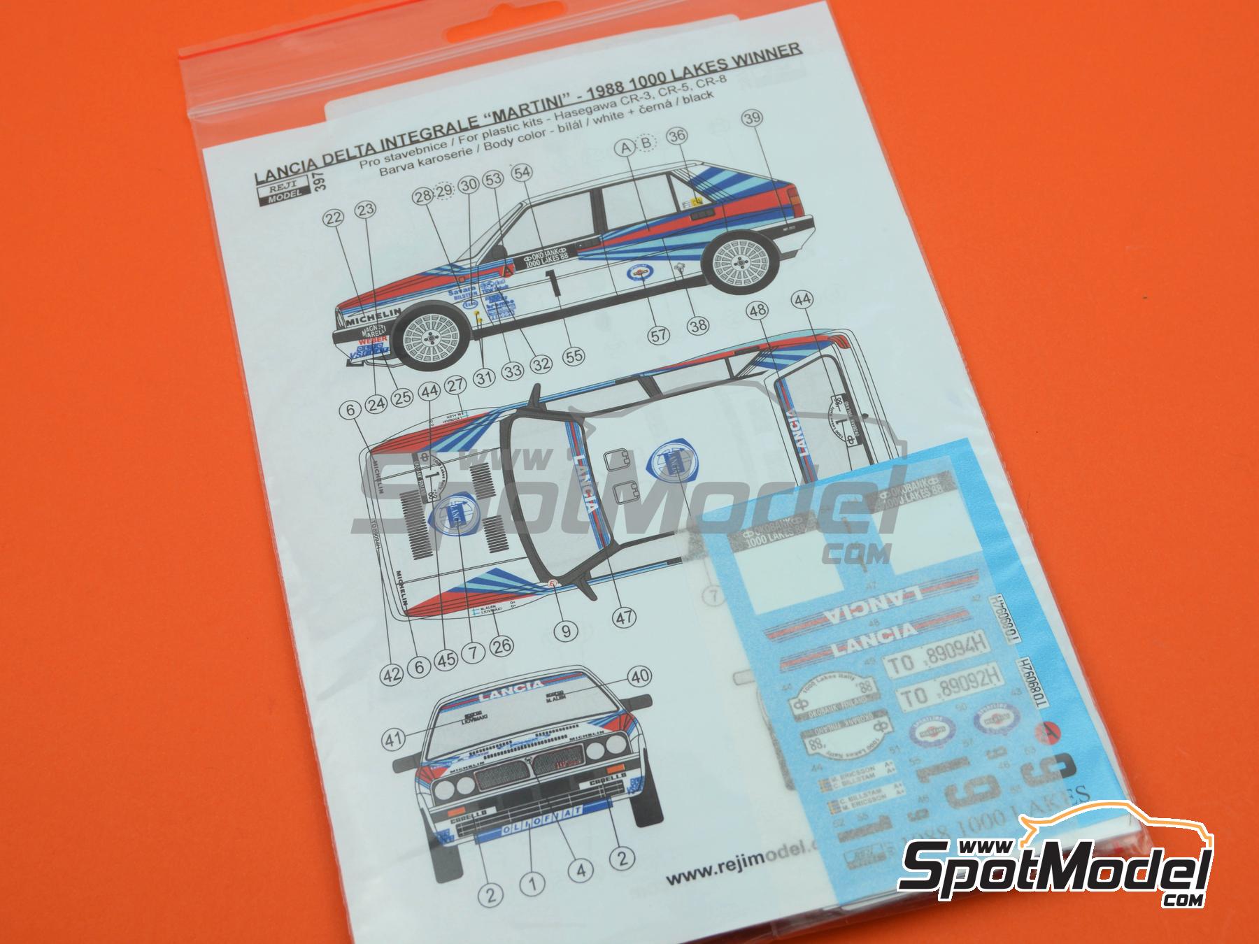 Image 5: Lancia Delta HF Integrale Martini Racing Team - 1000 Lakes Finland Rally 1988 | Marking / livery in 1/24 scale manufactured by Reji Model (ref. REJI-397, also 397)