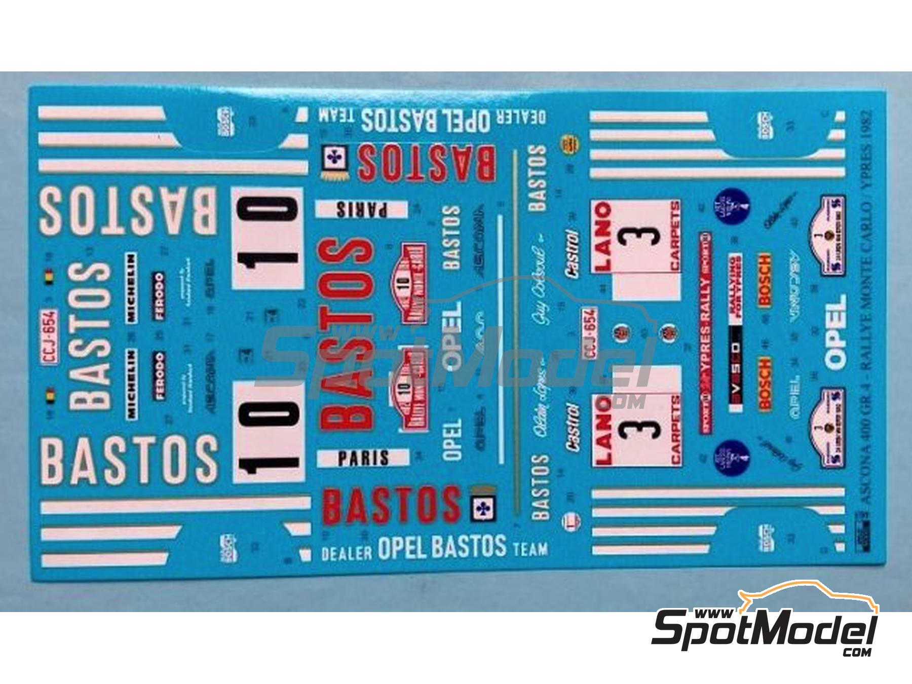 Image 2: Opel Ascona 400 Grupo 4 patrocinado por Bastos - Rally 24 Horas de Ypres, Rally de Monte Carlo - Rallye Automobile de Monte-Carlo 1982 | Decoraci&oacute;n en escala&nbsp;1/24 fabricado por Reji Model (ref.&nbsp;REJI-403, tambien 403)
