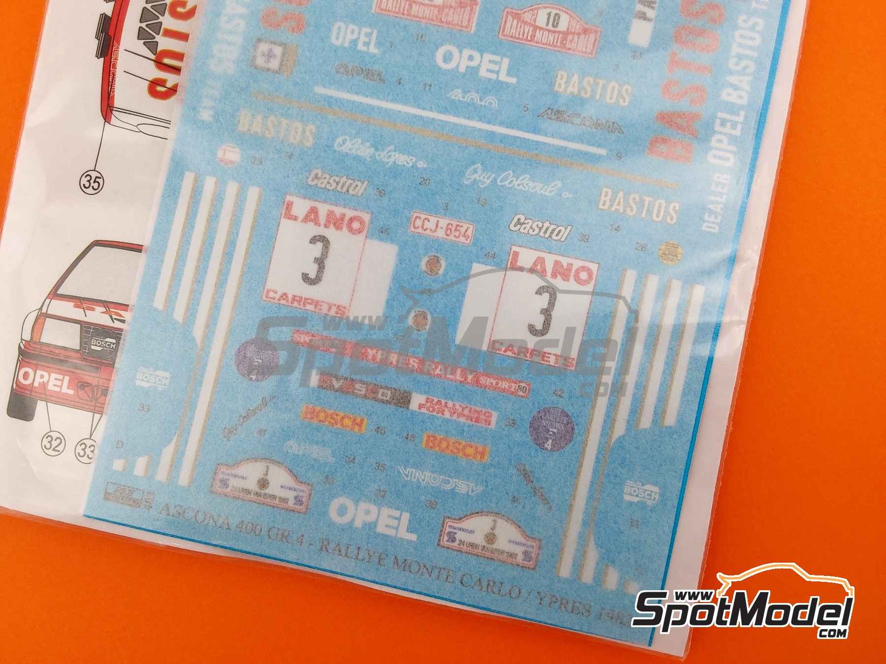 Image 8: Opel Ascona 400 Grupo 4 patrocinado por Bastos - Rally 24 Horas de Ypres, Rally de Monte Carlo - Rallye Automobile de Monte-Carlo 1982 | Decoraci&oacute;n en escala&nbsp;1/24 fabricado por Reji Model (ref.&nbsp;REJI-403, tambien 403)