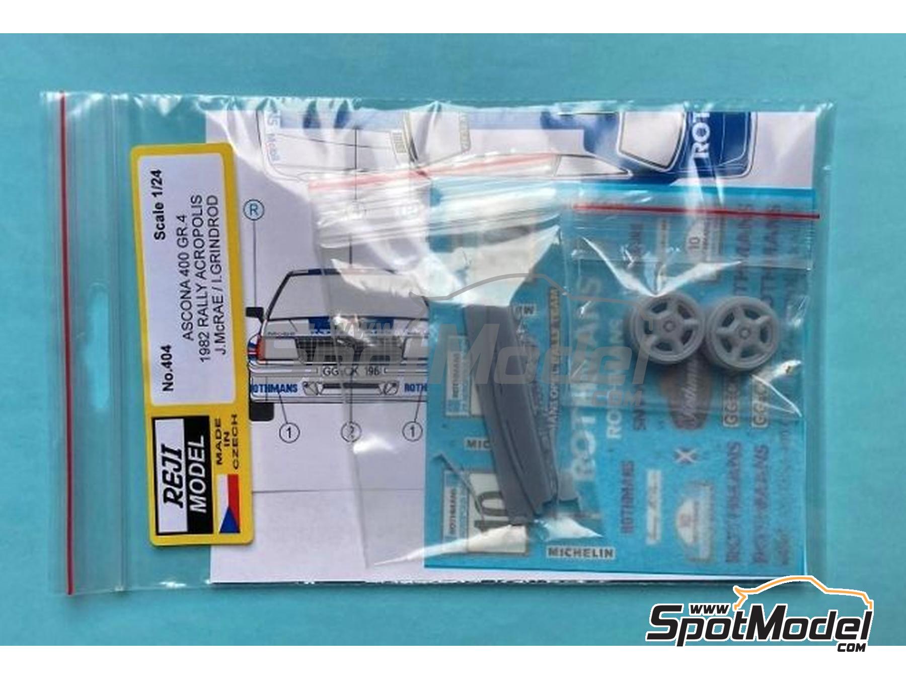 Image 3: Opel Ascona 400 Group 4 Opel Rally Team sponsored by Rothmans - Acropolis Rally 1982 | Marking / livery in 1/24 scale manufactured by Reji Model (ref.&nbsp;REJI-404, also 404)