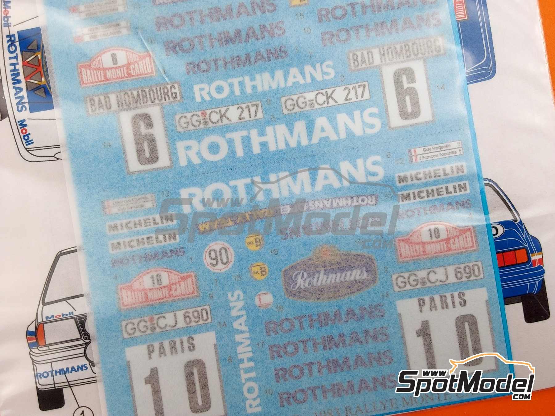 Image 6: Opel Ascona 400 Grupo 4 Equipo Opel Rally patrocinado por Rothmans - Rally de Monte Carlo - Rallye Automobile de Monte-Carlo 1983 | Decoraci&oacute;n en escala&nbsp;1/24 fabricado por Reji Model (ref.&nbsp;REJI-405, tambien 405)