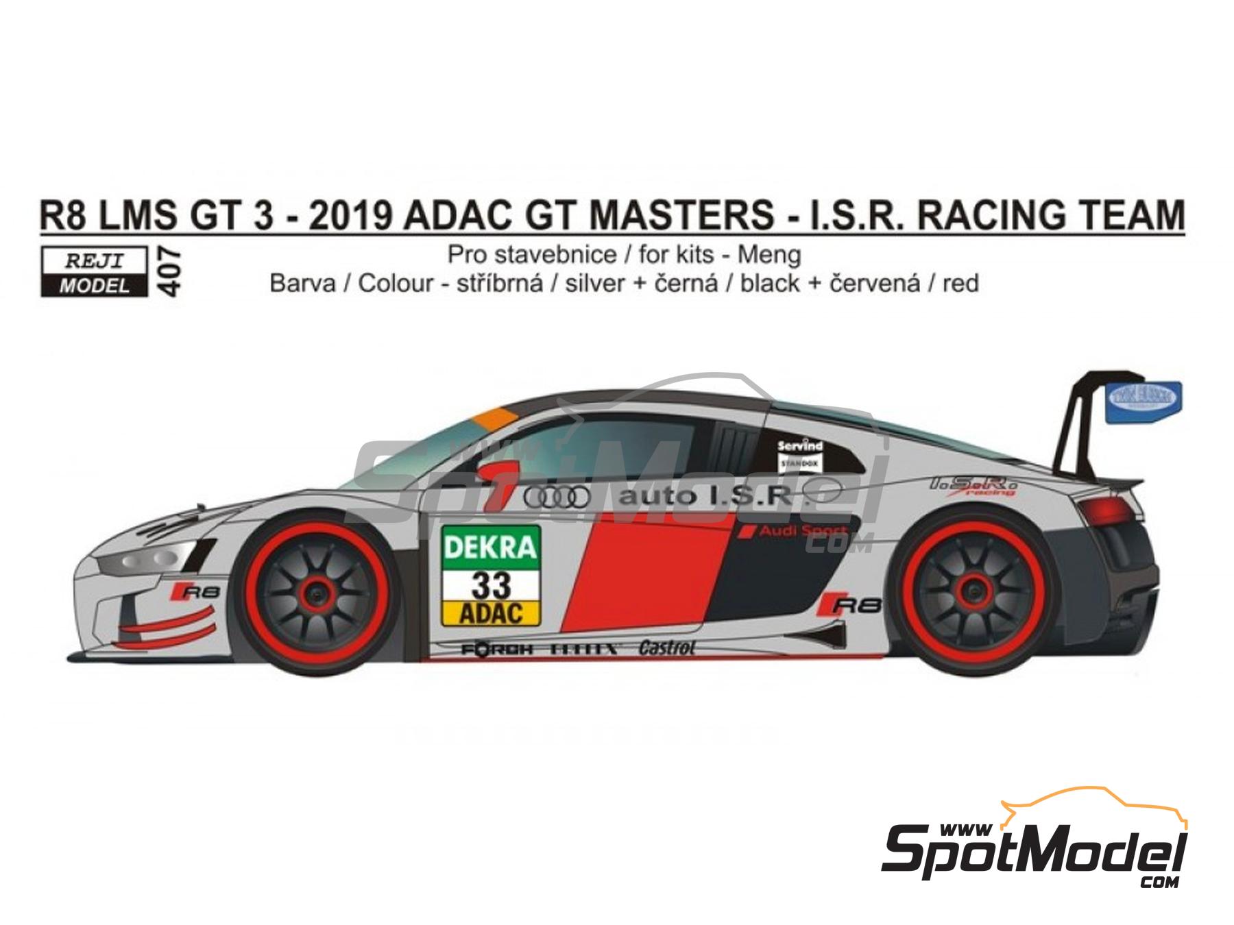 Image 1: Audi R8 LMS GT3 Equipo ISR Racing - ADAC GT Masters 2019 | Decoraci&oacute;n en escala&nbsp;1/24 fabricado por Reji Model (ref.&nbsp;REJI-407, tambien 407)