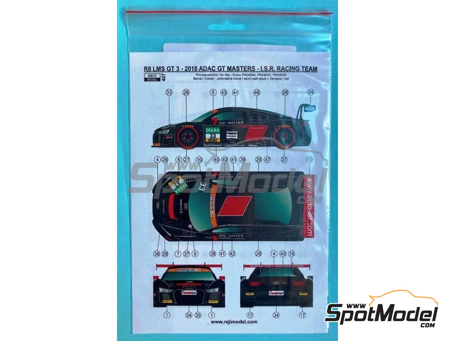 Image 2: Audi R8 LMS GT3 Equipo ISR Racing - ADAC GT Masters 2019 | Decoraci&oacute;n en escala&nbsp;1/24 fabricado por Reji Model (ref.&nbsp;REJI-407, tambien 407)