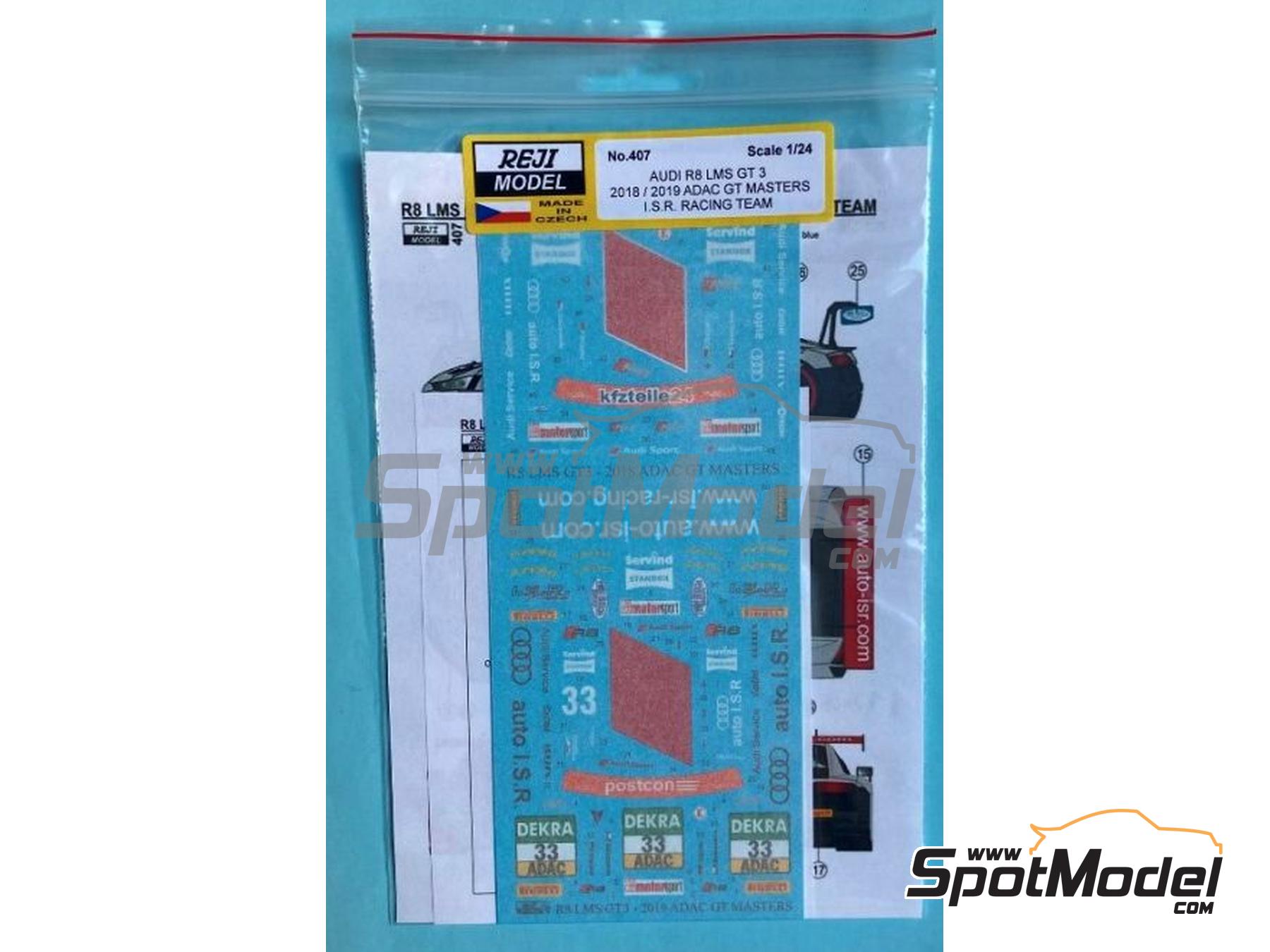 Image 3: Audi R8 LMS GT3 Equipo ISR Racing - ADAC GT Masters 2019 | Decoraci&oacute;n en escala&nbsp;1/24 fabricado por Reji Model (ref.&nbsp;REJI-407, tambien 407)