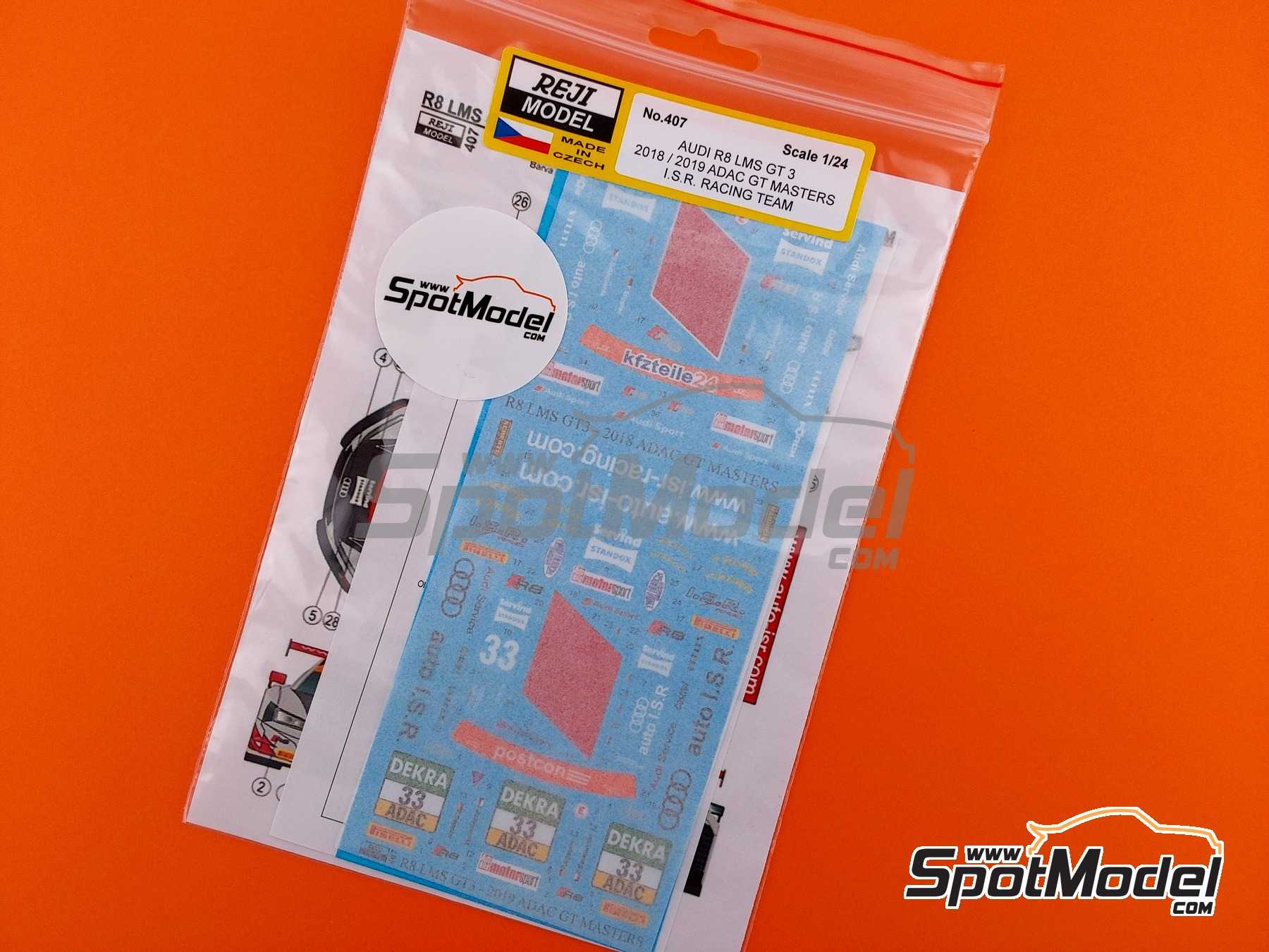 Image 5: Audi R8 LMS GT3 Equipo ISR Racing - ADAC GT Masters 2019 | Decoraci&oacute;n en escala&nbsp;1/24 fabricado por Reji Model (ref.&nbsp;REJI-407, tambien 407)