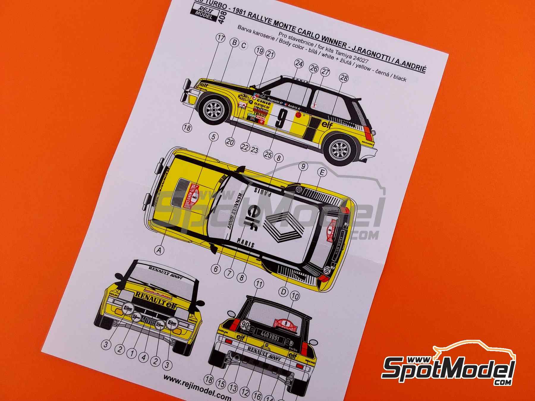 Image 4: Renault 5 Turbo sponsored by Elf - Monte Carlo Rally - Rallye Automobile de Monte-Carlo, Lombard RAC Rally 1981 | Marking / livery in 1/24 scale manufactured by Reji Model (ref.&nbsp;REJI-408, also 408)