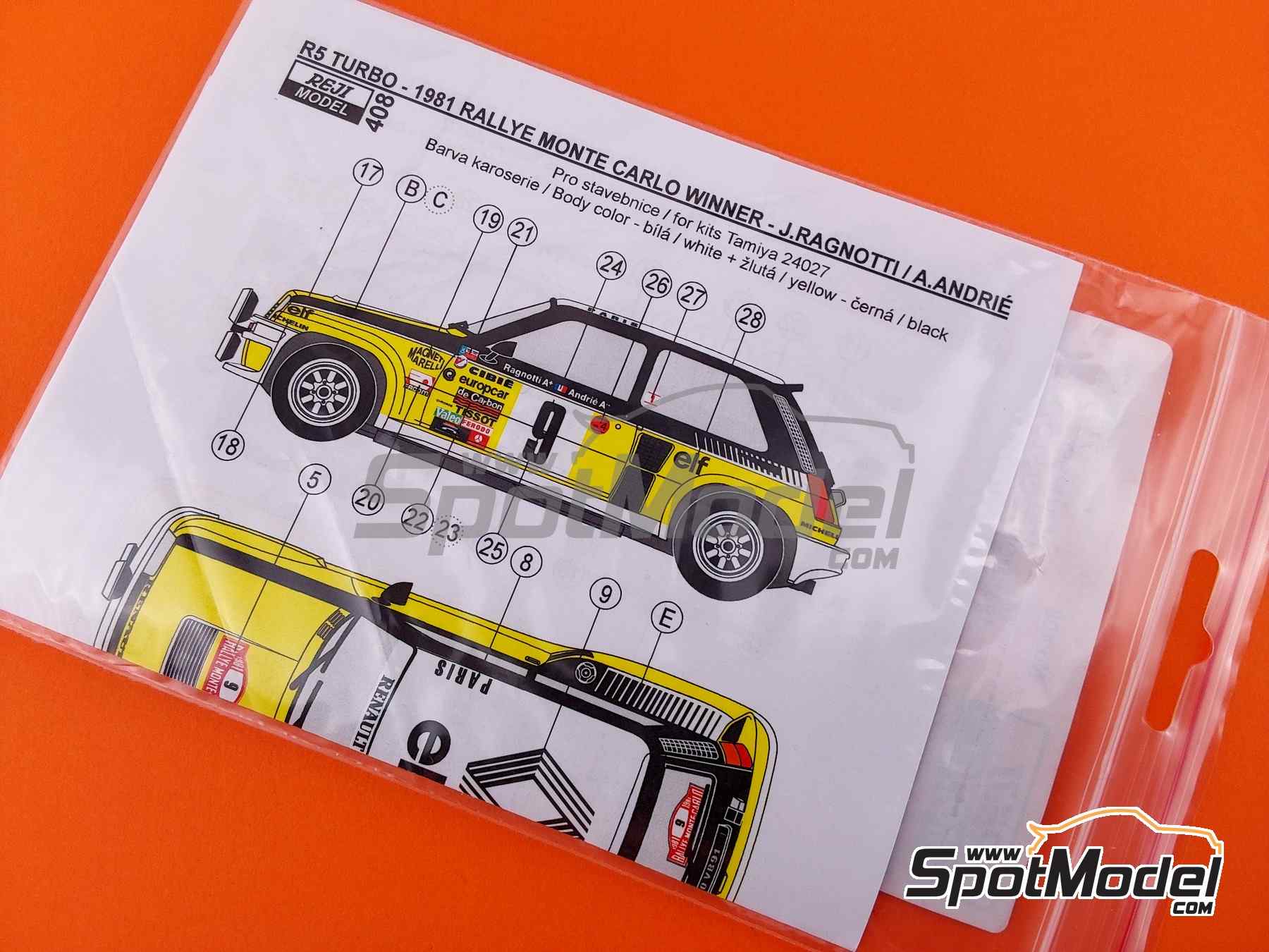 Image 11: Renault 5 Turbo sponsored by Elf - Monte Carlo Rally - Rallye Automobile de Monte-Carlo, Lombard RAC Rally 1981 | Marking / livery in 1/24 scale manufactured by Reji Model (ref.&nbsp;REJI-408, also 408)