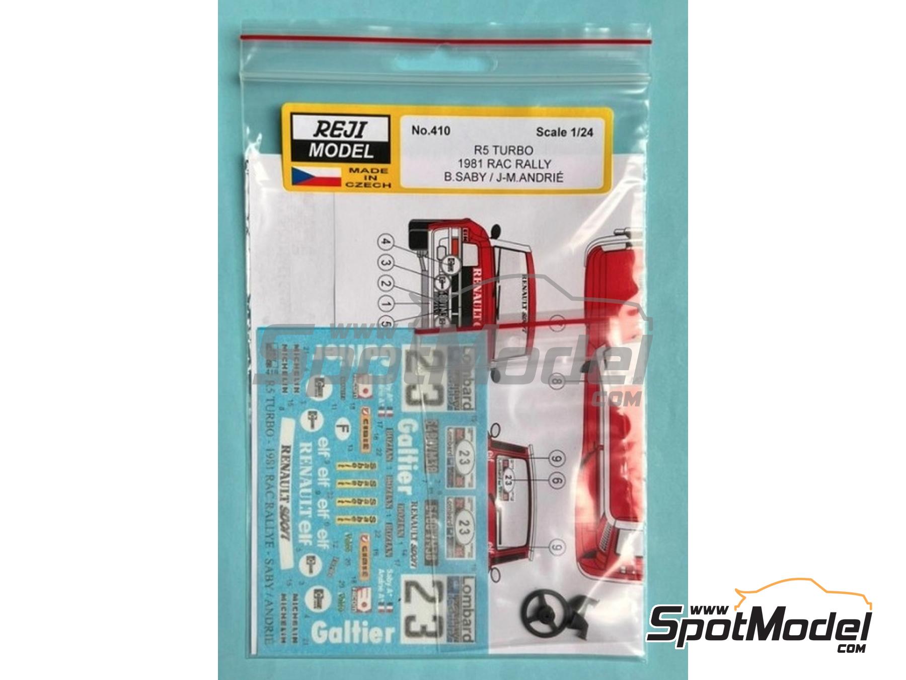 Image 4: Renault 5 Turbo Bozian Team sponsored by Garage Galtier - Lombard RAC Rally 1981 | Marking / livery in 1/24 scale manufactured by Reji Model (ref.&nbsp;REJI-410, also 410 and 0410)