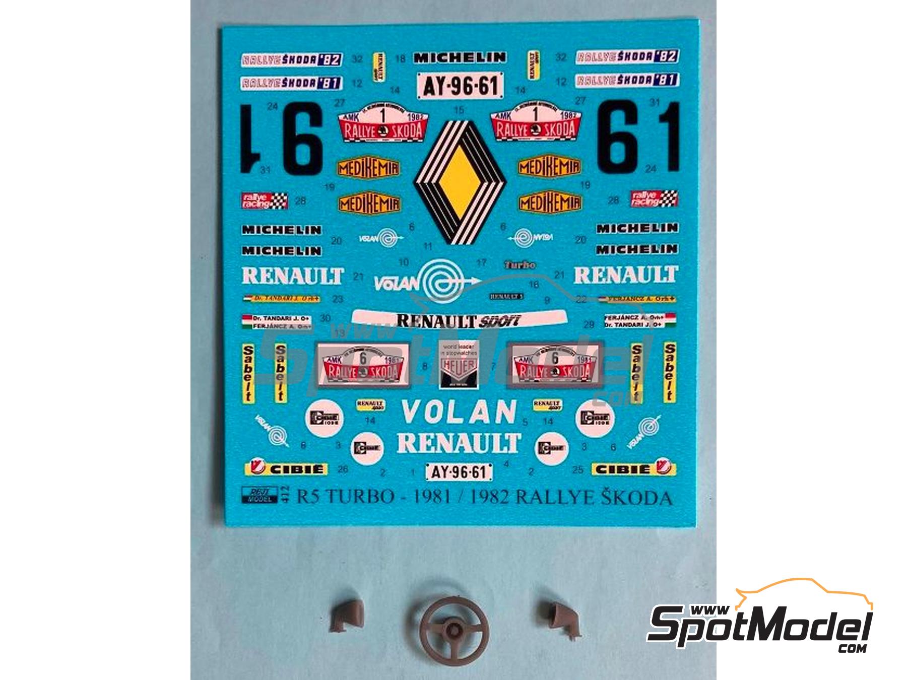 Image 2: Renault 5 Turbo sponsored by Medikemia, Volan - Skoda Rally 1981 and 1982 | Marking / livery in 1/24 scale manufactured by Reji Model (ref.&nbsp;REJI-412, also 412)