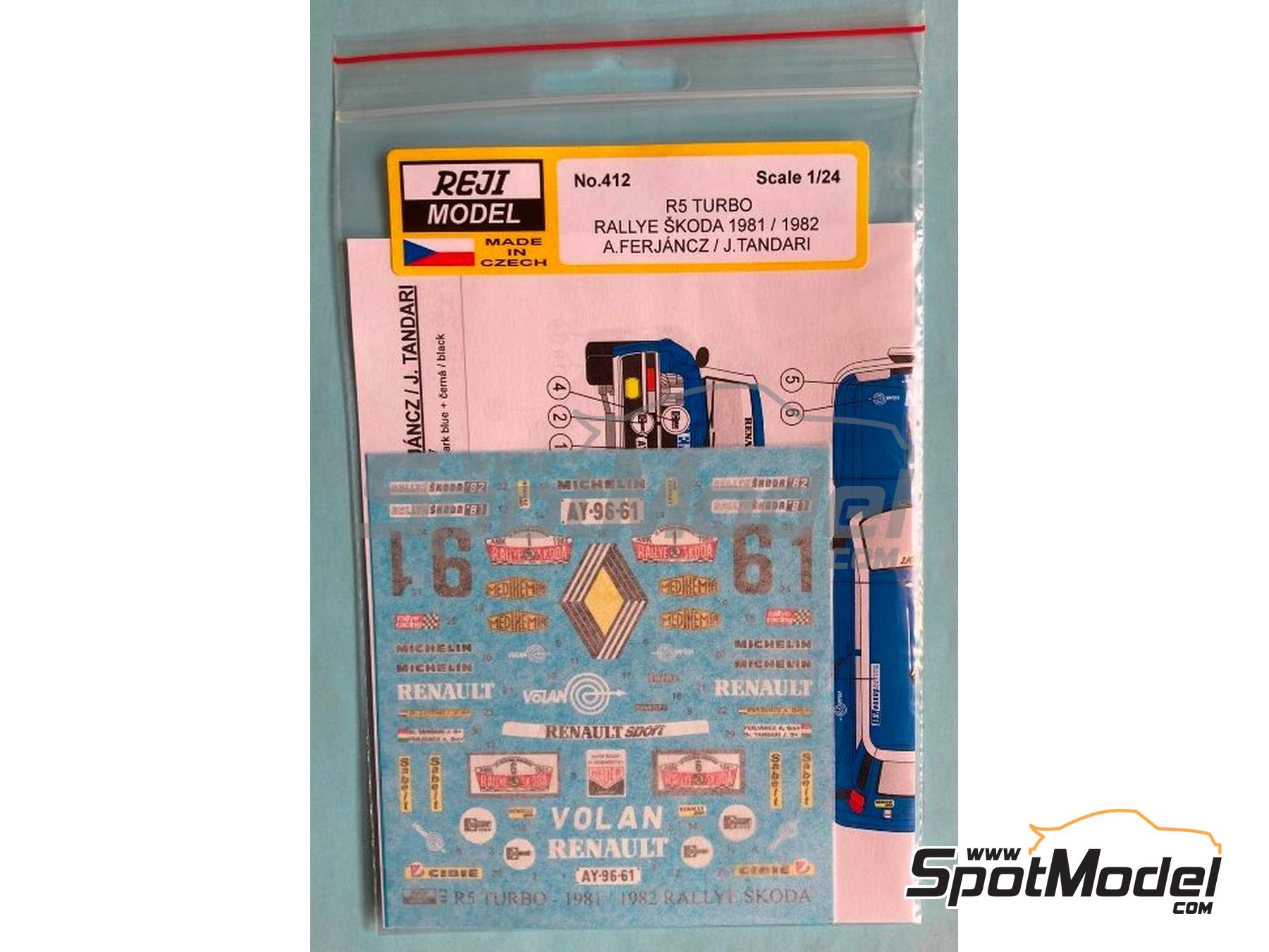 Image 3: Renault 5 Turbo sponsored by Medikemia, Volan - Skoda Rally 1981 and 1982 | Marking / livery in 1/24 scale manufactured by Reji Model (ref.&nbsp;REJI-412, also 412)