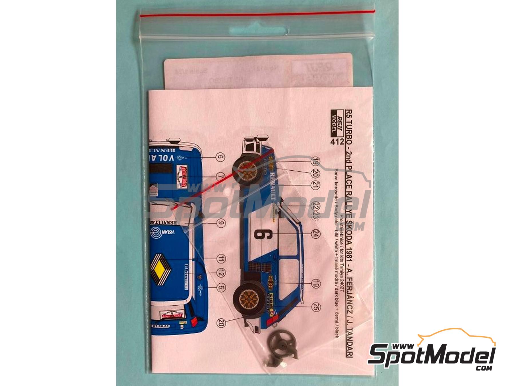 Image 4: Renault 5 Turbo sponsored by Medikemia, Volan - Skoda Rally 1981 and 1982 | Marking / livery in 1/24 scale manufactured by Reji Model (ref.&nbsp;REJI-412, also 412)