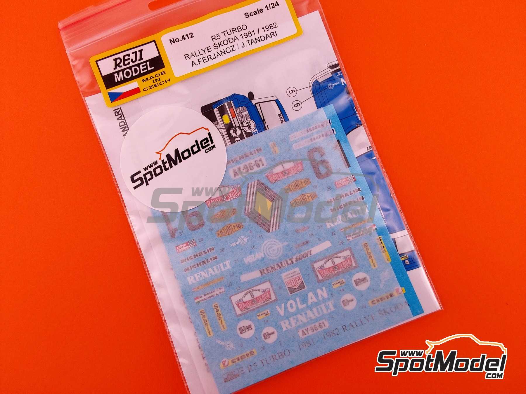 Image 5: Renault 5 Turbo sponsored by Medikemia, Volan - Skoda Rally 1981 and 1982 | Marking / livery in 1/24 scale manufactured by Reji Model (ref.&nbsp;REJI-412, also 412)