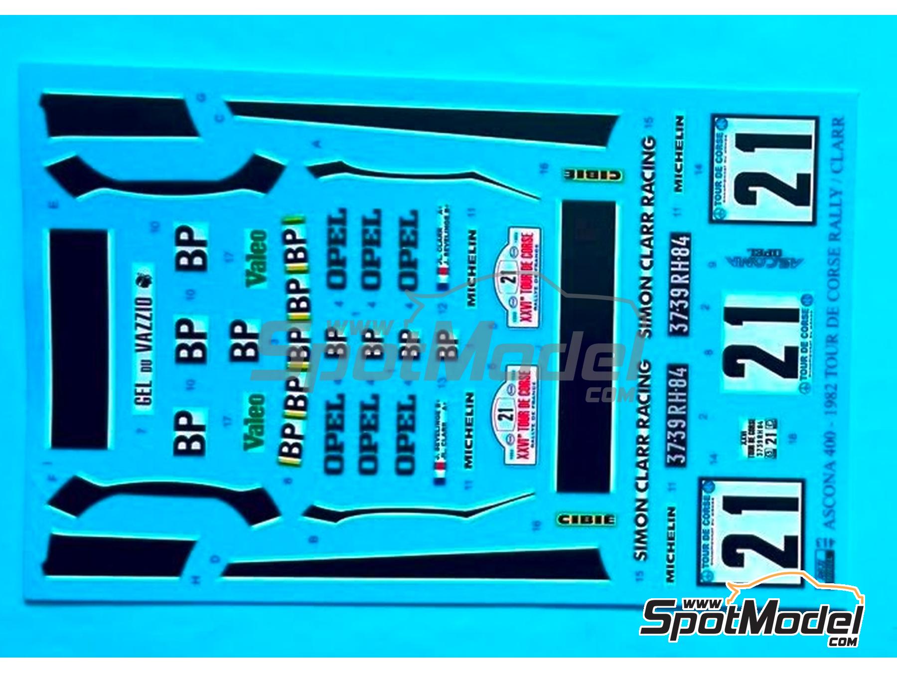 Image 2: Opel Ascona 400 Group 4 Simon Clarr Racing Team sponsored by BP - Tour de Corse Rallye de France 1982 | Marking / livery in 1/24 scale manufactured by Reji Model (ref.&nbsp;REJI-413, also 413)