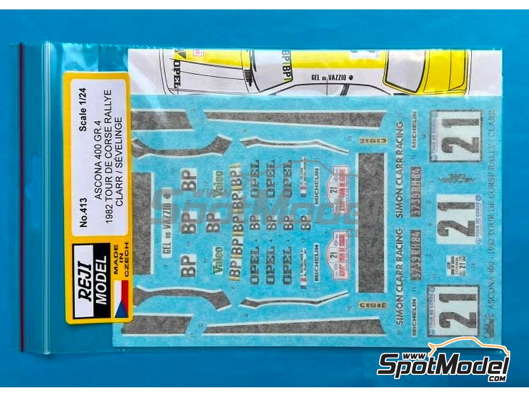 Image 3: Opel Ascona 400 Group 4 Simon Clarr Racing Team sponsored by BP - Tour de Corse Rallye de France 1982 | Marking / livery in 1/24 scale manufactured by Reji Model (ref.&nbsp;REJI-413, also 413)