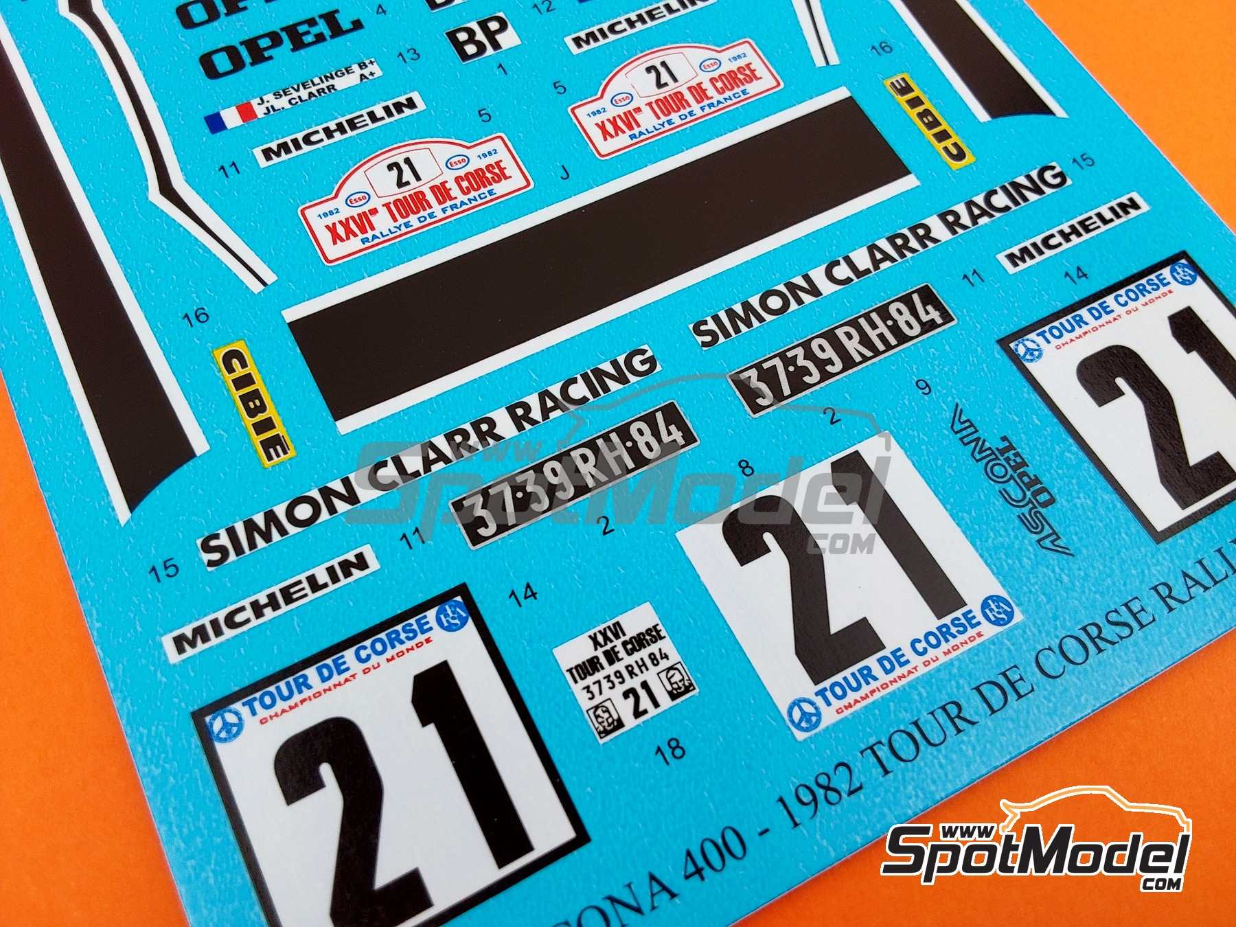 Image 7: Opel Ascona 400 Group 4 Simon Clarr Racing Team sponsored by BP - Tour de Corse Rallye de France 1982 | Marking / livery in 1/24 scale manufactured by Reji Model (ref.&nbsp;REJI-413, also 413)