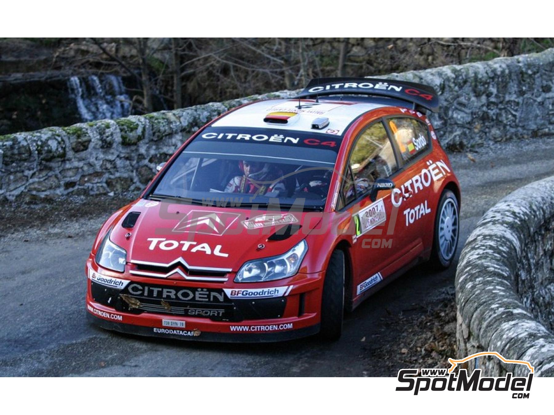 Image 2: Citroen C4 WRC Citro&euml;n Total WRT Team sponsored by Total - Monte Carlo Rally - Rallye Automobile de Monte-Carlo, Vodafone Portugal Rally 2007 | Marking / livery in 1/24 scale manufactured by Reji Model (ref.&nbsp;REJI-415, also 415)