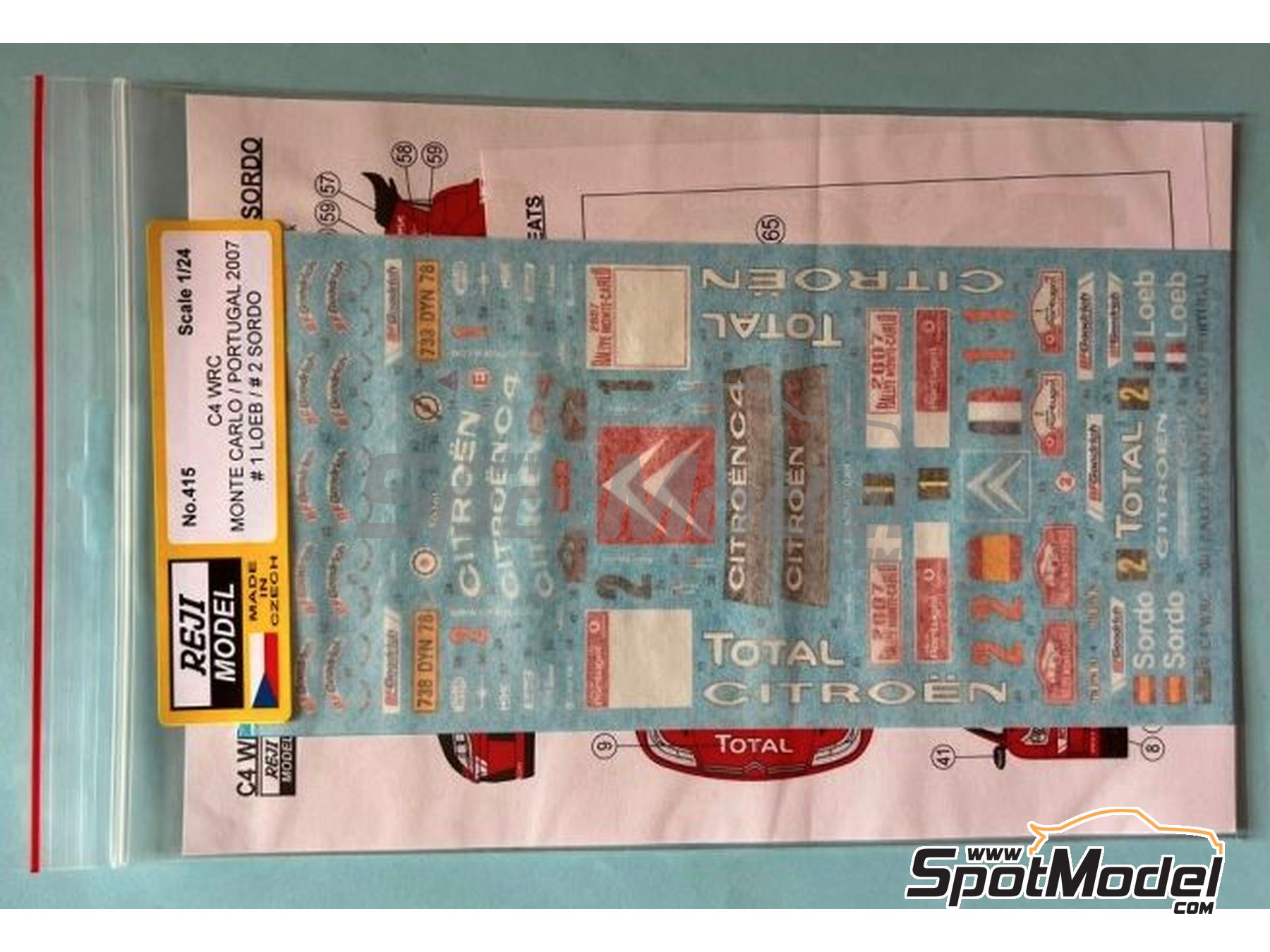 Image 5: Citroen C4 WRC Citro&euml;n Total WRT Team sponsored by Total - Monte Carlo Rally - Rallye Automobile de Monte-Carlo, Vodafone Portugal Rally 2007 | Marking / livery in 1/24 scale manufactured by Reji Model (ref.&nbsp;REJI-415, also 415)