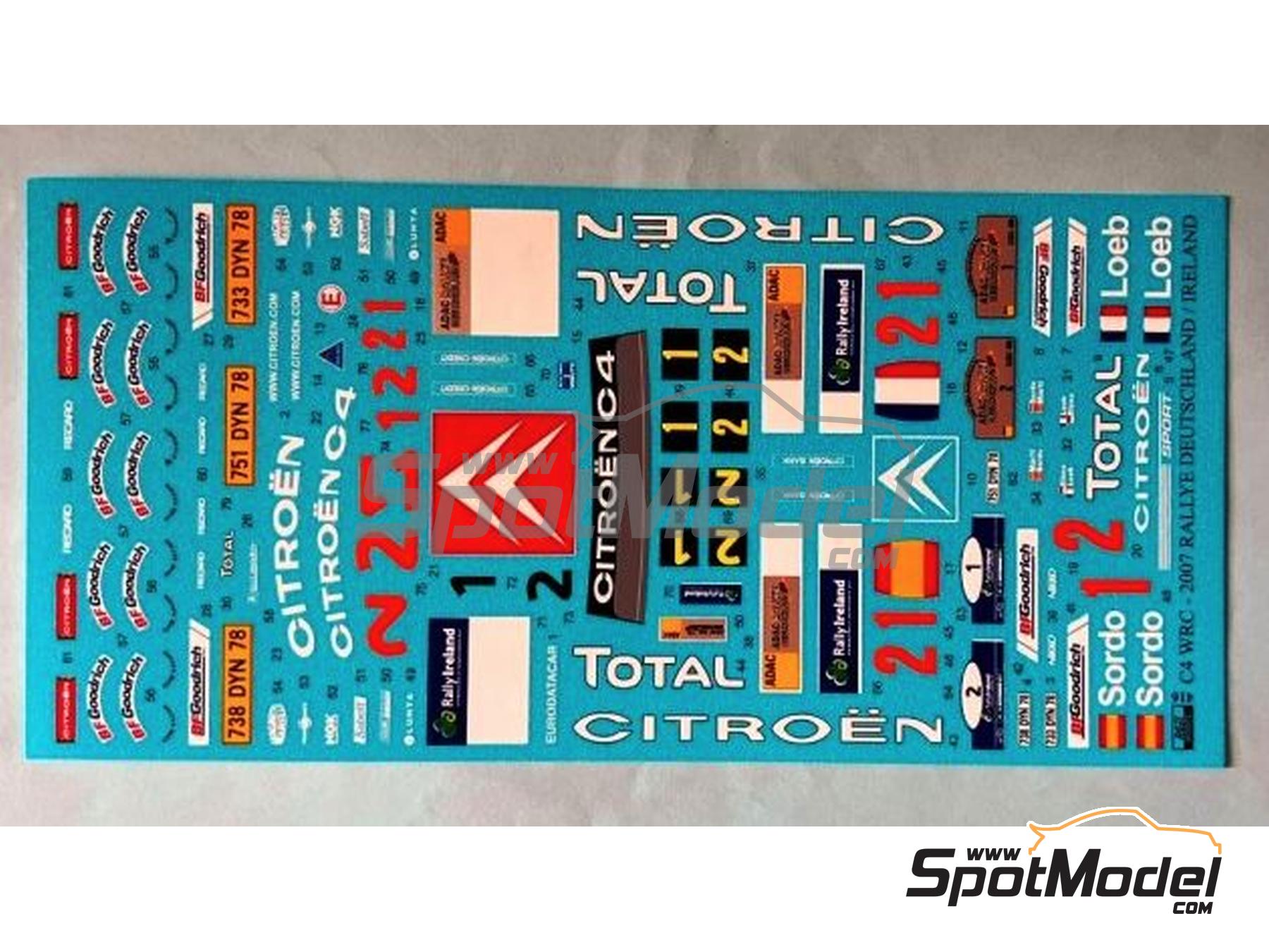 Image 4: Citroen C4 WRC Equipo Citro&euml;n Total WRT patrocinado por Total - Rally de Alemania ADAC, Rally de Irlanda 2007 | Decoraci&oacute;n en escala&nbsp;1/24 fabricado por Reji Model (ref.&nbsp;REJI-416, tambien 416)