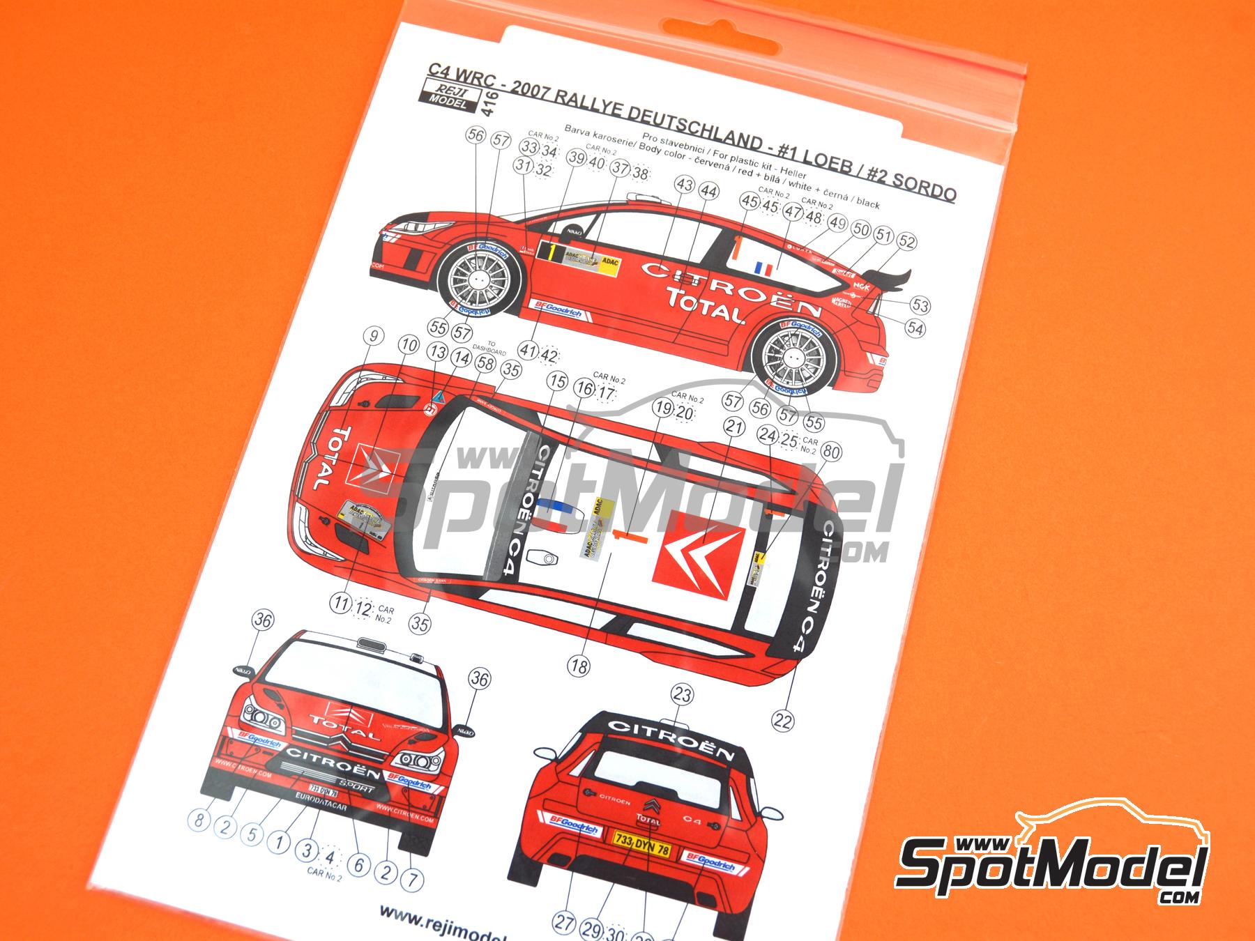 Image 9: Citroen C4 WRC Equipo Citro&euml;n Total WRT patrocinado por Total - Rally de Alemania ADAC, Rally de Irlanda 2007 | Decoraci&oacute;n en escala&nbsp;1/24 fabricado por Reji Model (ref.&nbsp;REJI-416, tambien 416)