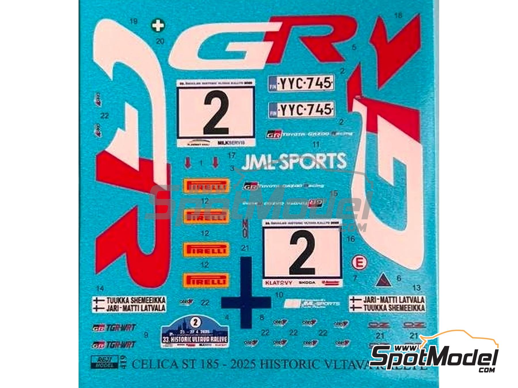 Image 3: Toyota Celica GT-Four (ST185) Group A JML-Sports WRT Team sponsored by GR - Historic Vltava Rally 2025 | Marking / livery in 1/24 scale manufactured by Reji Model (ref.&nbsp;REJI-419, also 419)