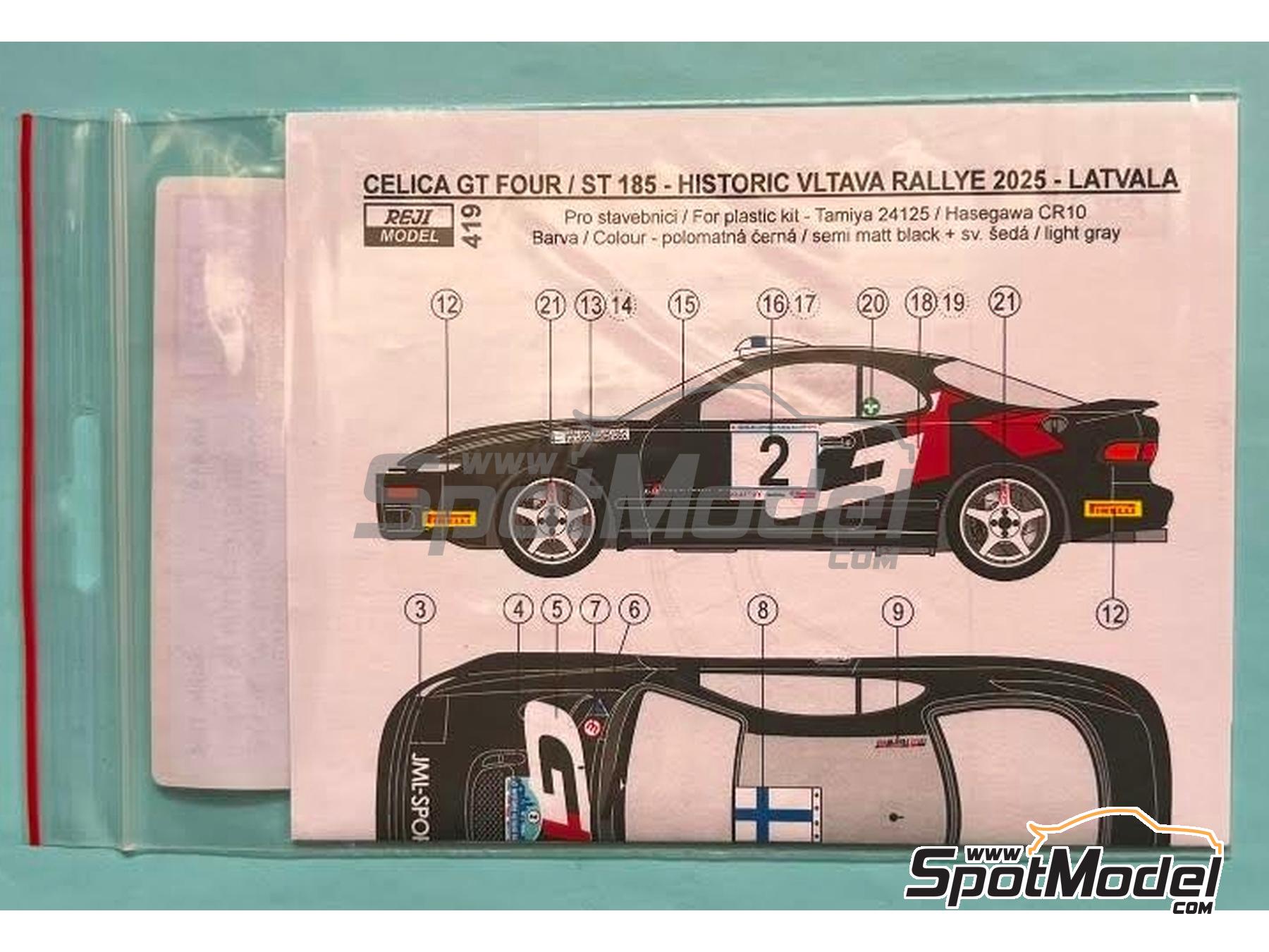 Image 5: Toyota Celica GT-Four (ST185) Group A JML-Sports WRT Team sponsored by GR - Historic Vltava Rally 2025 | Marking / livery in 1/24 scale manufactured by Reji Model (ref.&nbsp;REJI-419, also 419)