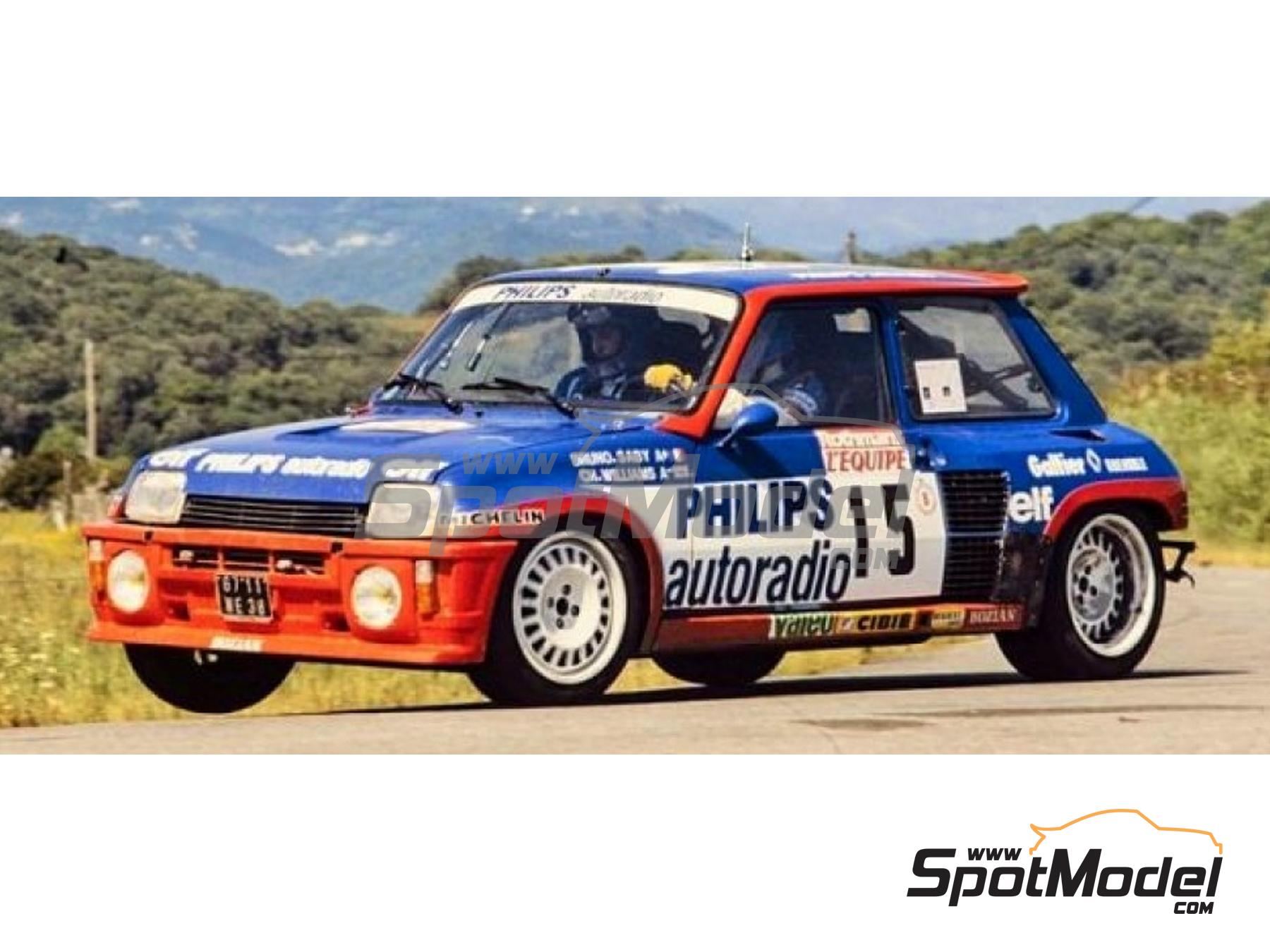 Image 1: Renault 5 Turbo patrocinado por Philips Autoradio - Tour de Corse Rally de Francia 1983 | Decoración en escala 1/24 fabricado por Reji Model (ref. REJI-422, tambien 422 y 0422)