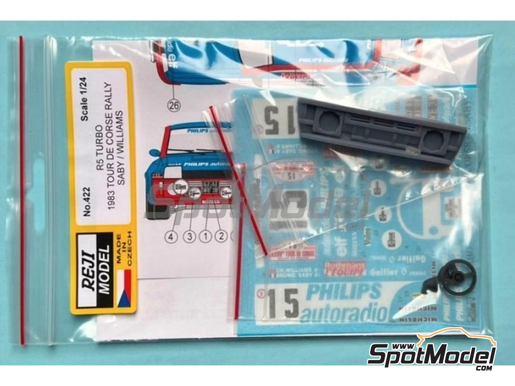 Image 4: Renault 5 Turbo patrocinado por Philips Autoradio - Tour de Corse Rally de Francia 1983 | Decoración en escala 1/24 fabricado por Reji Model (ref. REJI-422, tambien 422 y 0422)