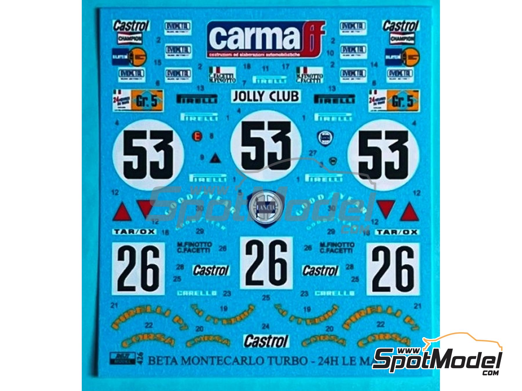 Image 3: Lancia Beta Montecarlo Turbo Group 5 Jolly Club Team - 24 Hours Le Mans, 6 Hours Mugello 1980 | Marking / livery in 1/24 scale manufactured by Reji Model (ref.&nbsp;REJI-426, also 426 and 0426)