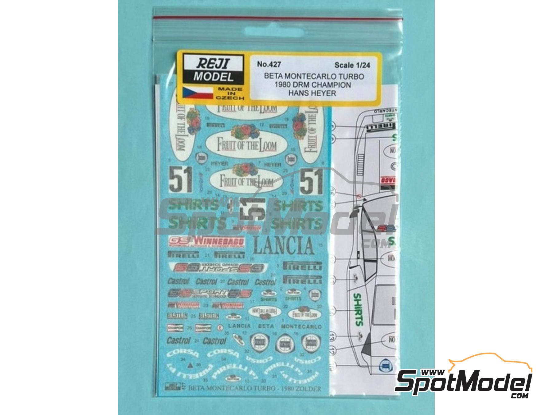 Image 4: Lancia Beta Montecarlo Turbo Grupo 5 Equipo GS-Sport patrocinado por Fruit of the Loom - Deutsche Rennsport Meisterschaft DRM Zolder 1980 | Decoraci&oacute;n en escala&nbsp;1/24 fabricado por Reji Model (ref.&nbsp;REJI-427, tambien 427 y 0427)