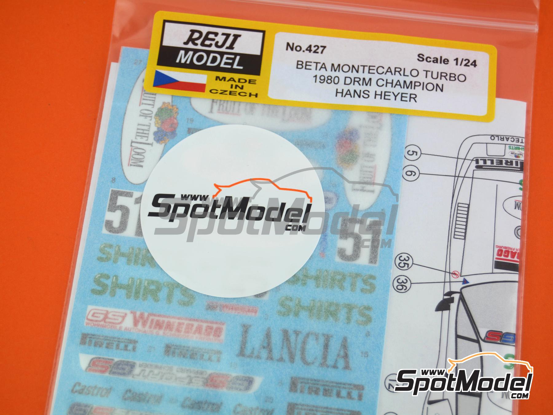 Image 6: Lancia Beta Montecarlo Turbo Group 5 GS-Sport Team sponsored by Fruit of the Loom - Deutsche Rennsport Meisterschaft DRM Zolder 1980 | Marking / livery in 1/24 scale manufactured by Reji Model (ref.&nbsp;REJI-427, also 427 and 0427)
