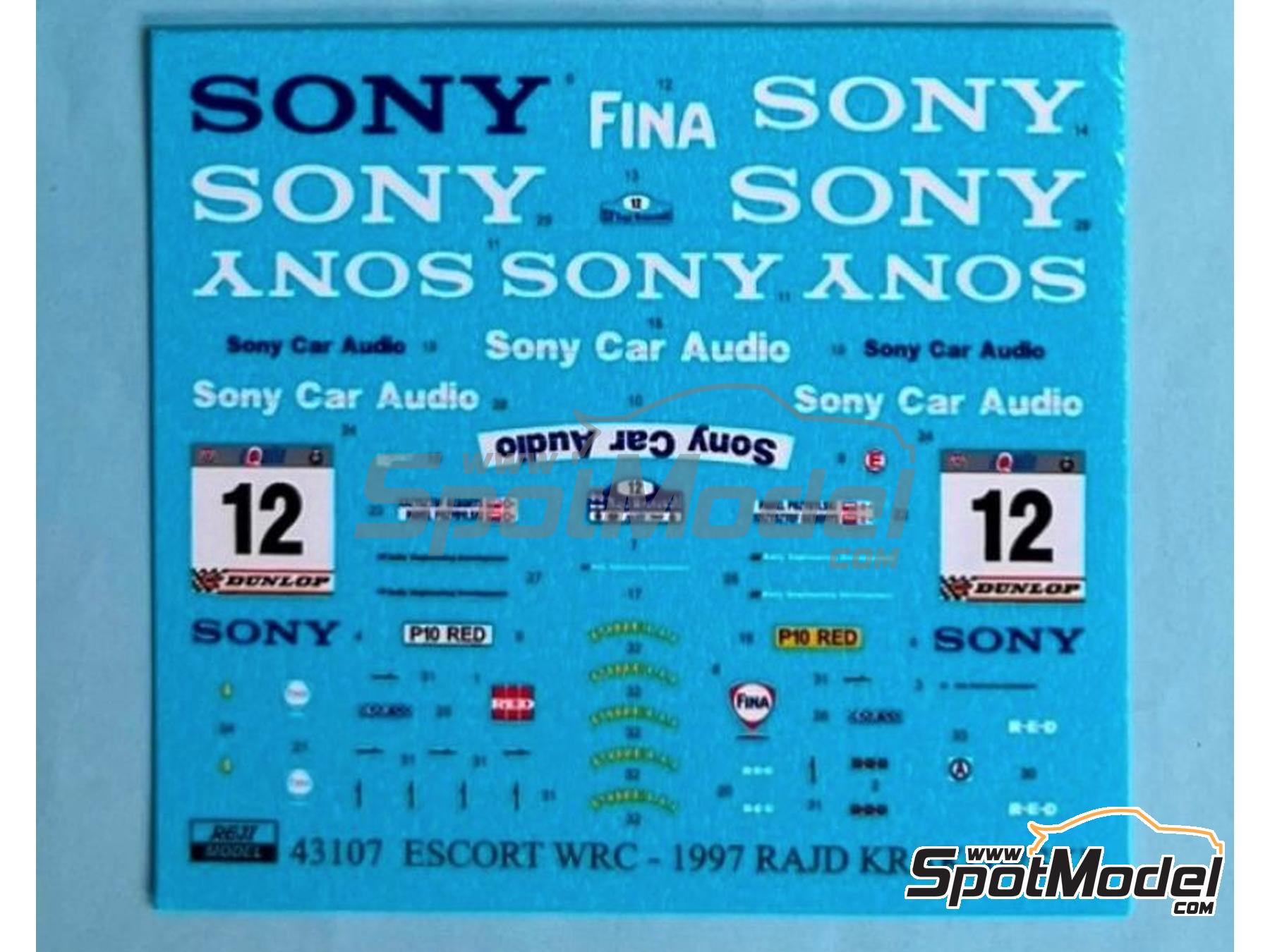 Image 2: Ford Escort RS Cosworth Group A sponsored by Sony Car Audio - Rajd Krakowski Rally 1997 | Marking / livery in 1/43 scale manufactured by Reji Model (ref.&nbsp;REJI-43107, also 43107)