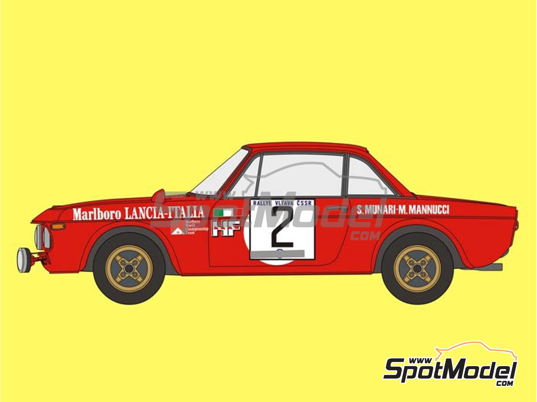 Image 1: Lancia Fulvia HF Marlboro Lancia Italia Team - Vltava Rally 1973 | Marking / livery in 1/24 scale manufactured by Reji Model (ref.&nbsp;REJI-433, also 433 and 0433)