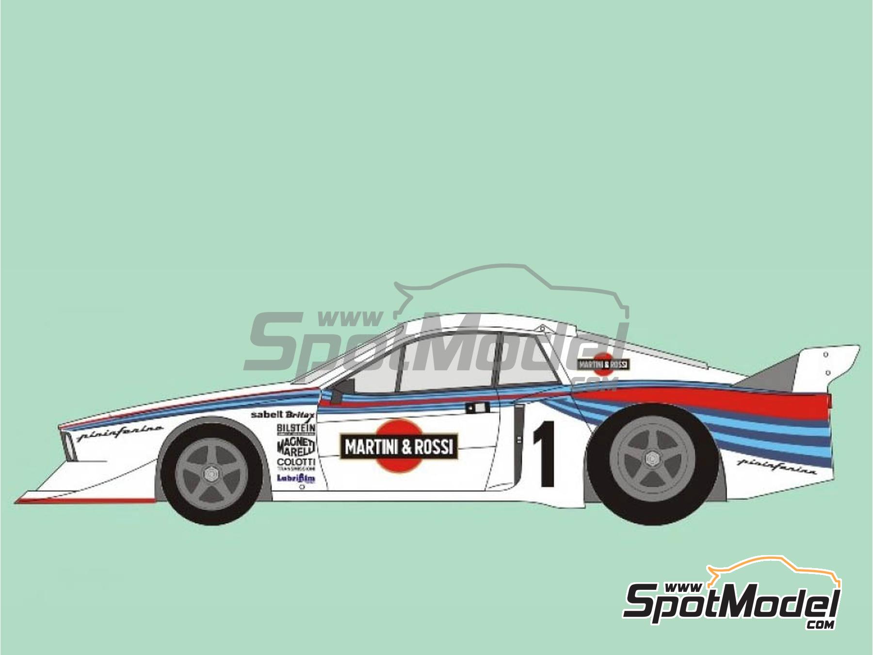 Image 1: Lancia Beta Montecarlo Turbo Group 5 sponsored by Martini & Rossi - Watkins Glen 6 Hours 1981 | Marking / livery in 1/24 scale manufactured by Reji Model (ref.&nbsp;REJI-436, also 436 and 0436)