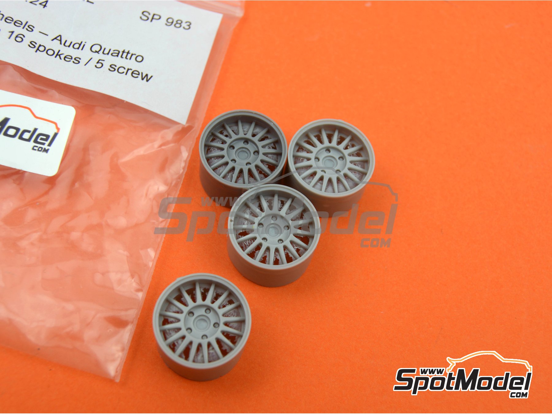 Image 2: Audi Quattro Rally tarmac 16 radios | Llantas en escala&nbsp;1/24 fabricado por Reji Model (ref.&nbsp;REJI-SP983, tambien SP983)