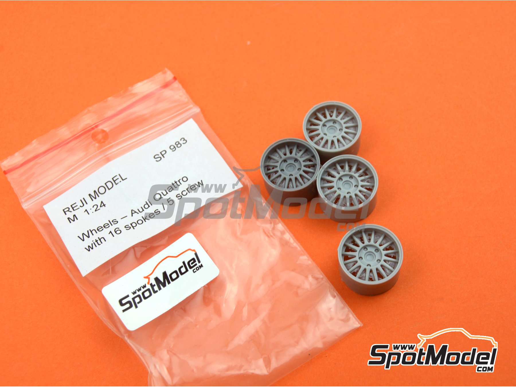 Image 3: Audi Quattro Rally tarmac 16 radios | Llantas en escala&nbsp;1/24 fabricado por Reji Model (ref.&nbsp;REJI-SP983, tambien SP983)