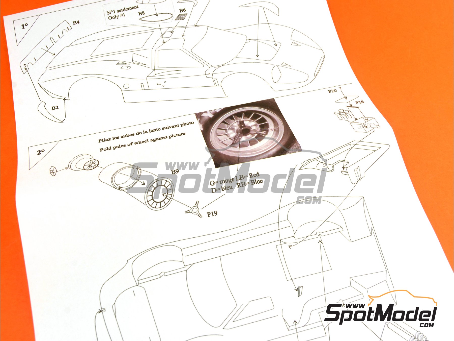 Image 25: Ford GT40 Mk IV Shelby American Team - 24 Hours Le Mans 1967 | Car scale model kit in 1/24 scale manufactured by Renaissance Models (ref. 24-16, also 24/16)