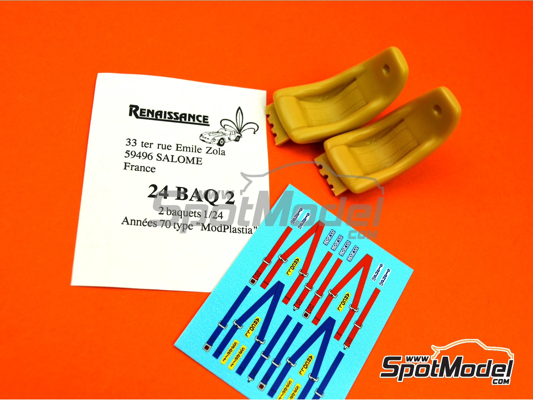 Image 5: Mod'Plastia bucket seat with harnesses | Seat in 1/24 scale manufactured by Renaissance Models (ref. 24BAQ2)