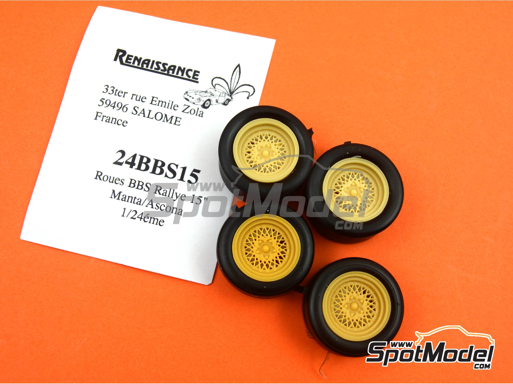 Image 6: BBS 15 pulgadas | Set de llantas y neum&aacute;ticos en escala&nbsp;1/24 fabricado por Renaissance Models (ref.&nbsp;24BBS15)