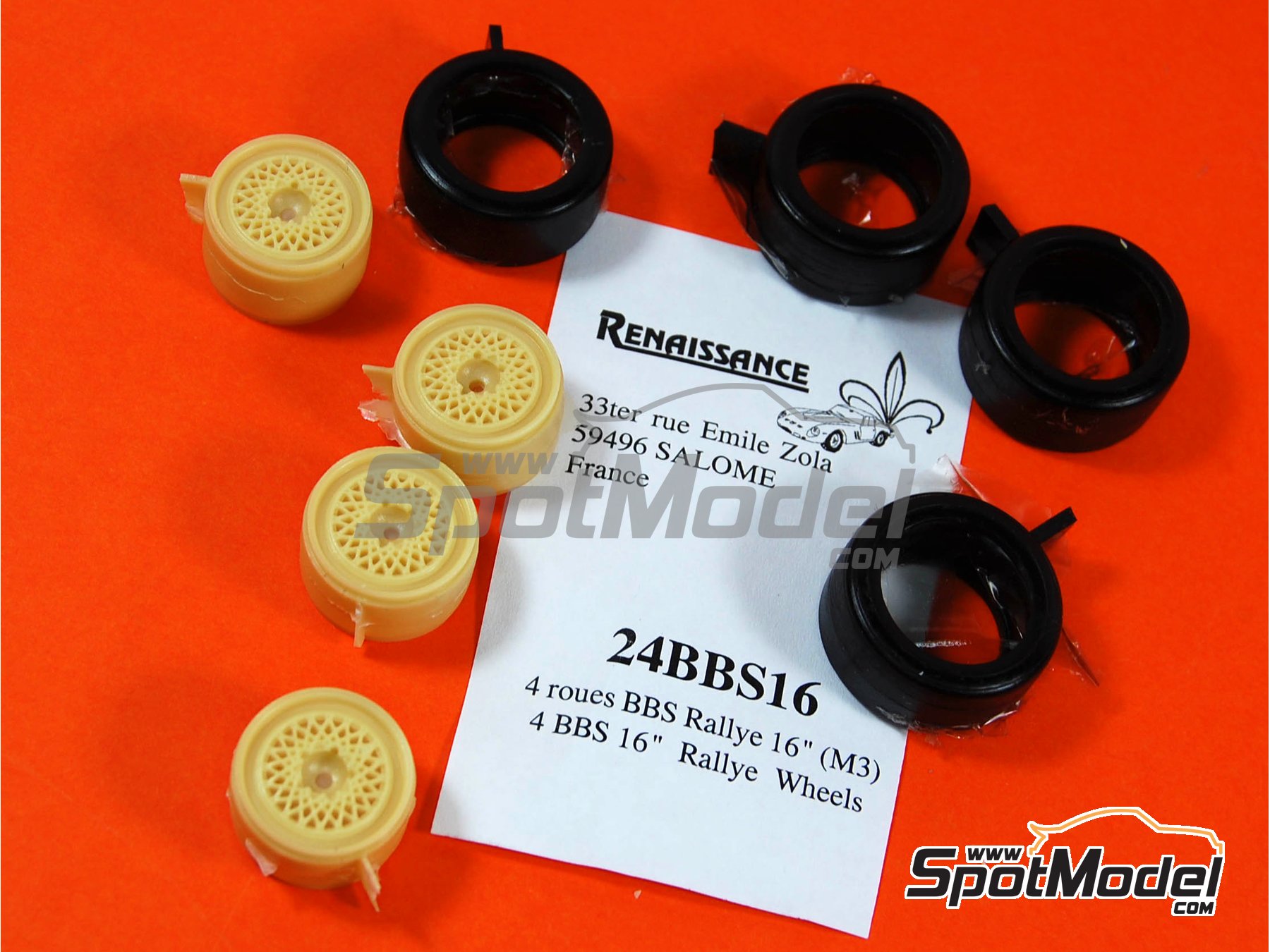 Image 4: BBS rally 16 pulgadas | Set de llantas y neum&aacute;ticos en escala&nbsp;1/24 fabricado por Renaissance Models (ref.&nbsp;24BBS16)