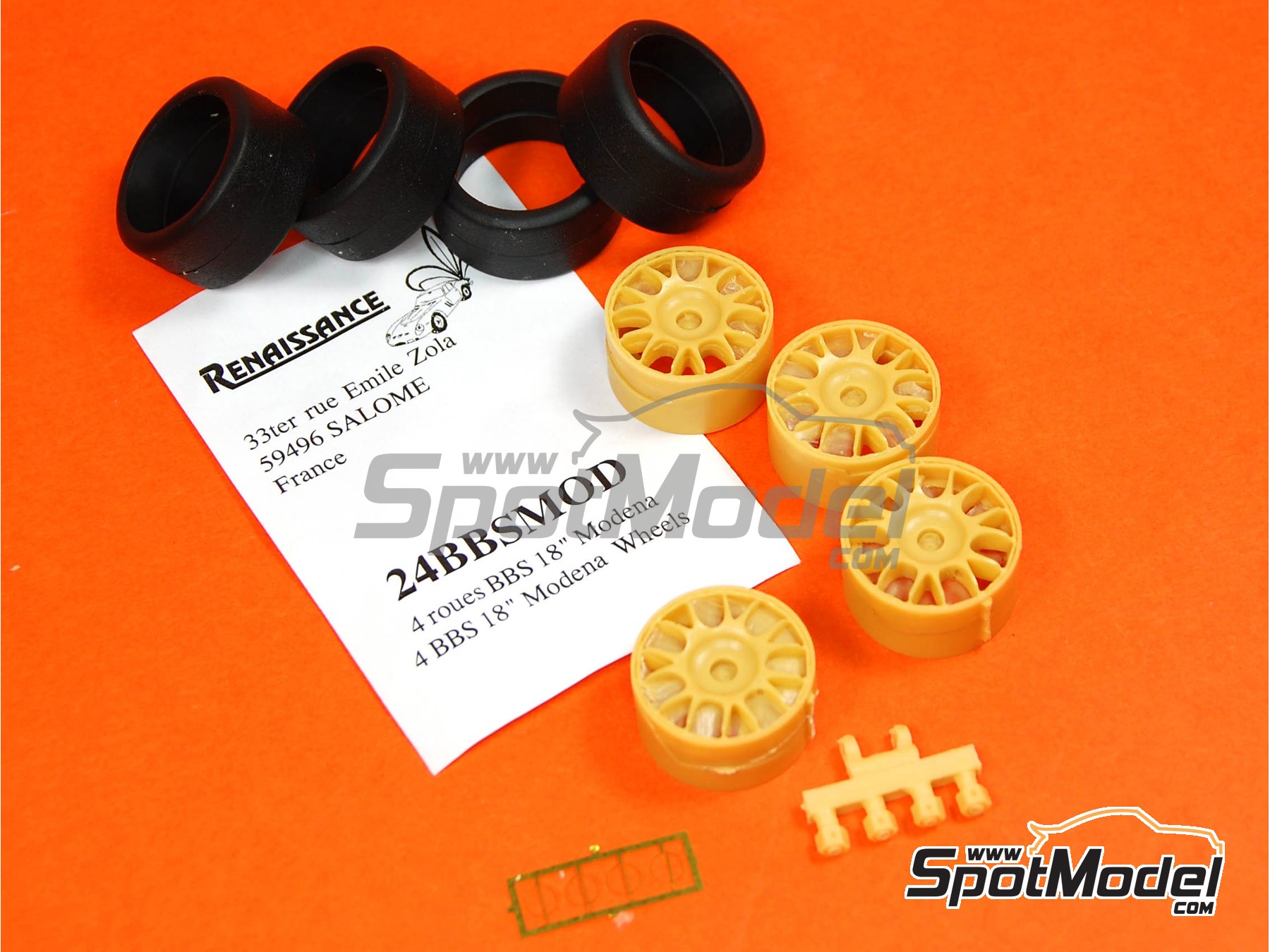 Image 1: BBS 18 pulgadas -  2001 | Set de llantas y neumáticos en escala 1/24 fabricado por Renaissance Models (ref. 24BBSMOD)