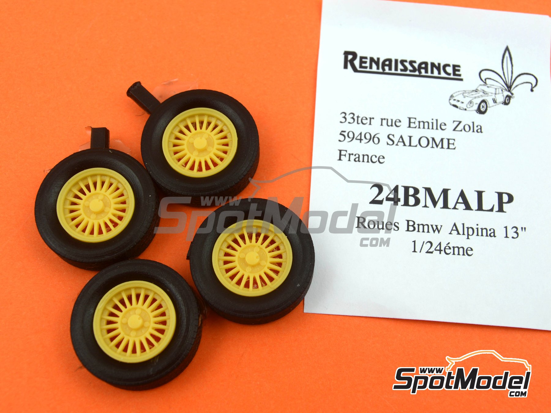 Image 5: Alpina 13 inches 4 nuts | Rims and tyres set in 1/24 scale manufactured by Renaissance Models (ref.&nbsp;24BMALP)