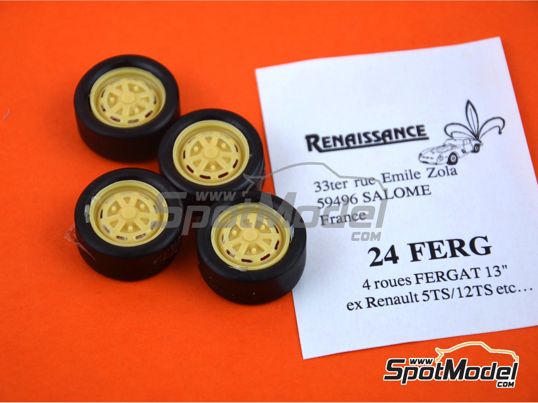 Image 1: Renault R5 R12 Fergat 13 inches | Rims and tyres set in 1/24 scale manufactured by Renaissance Models (ref.&nbsp;24FERG)
