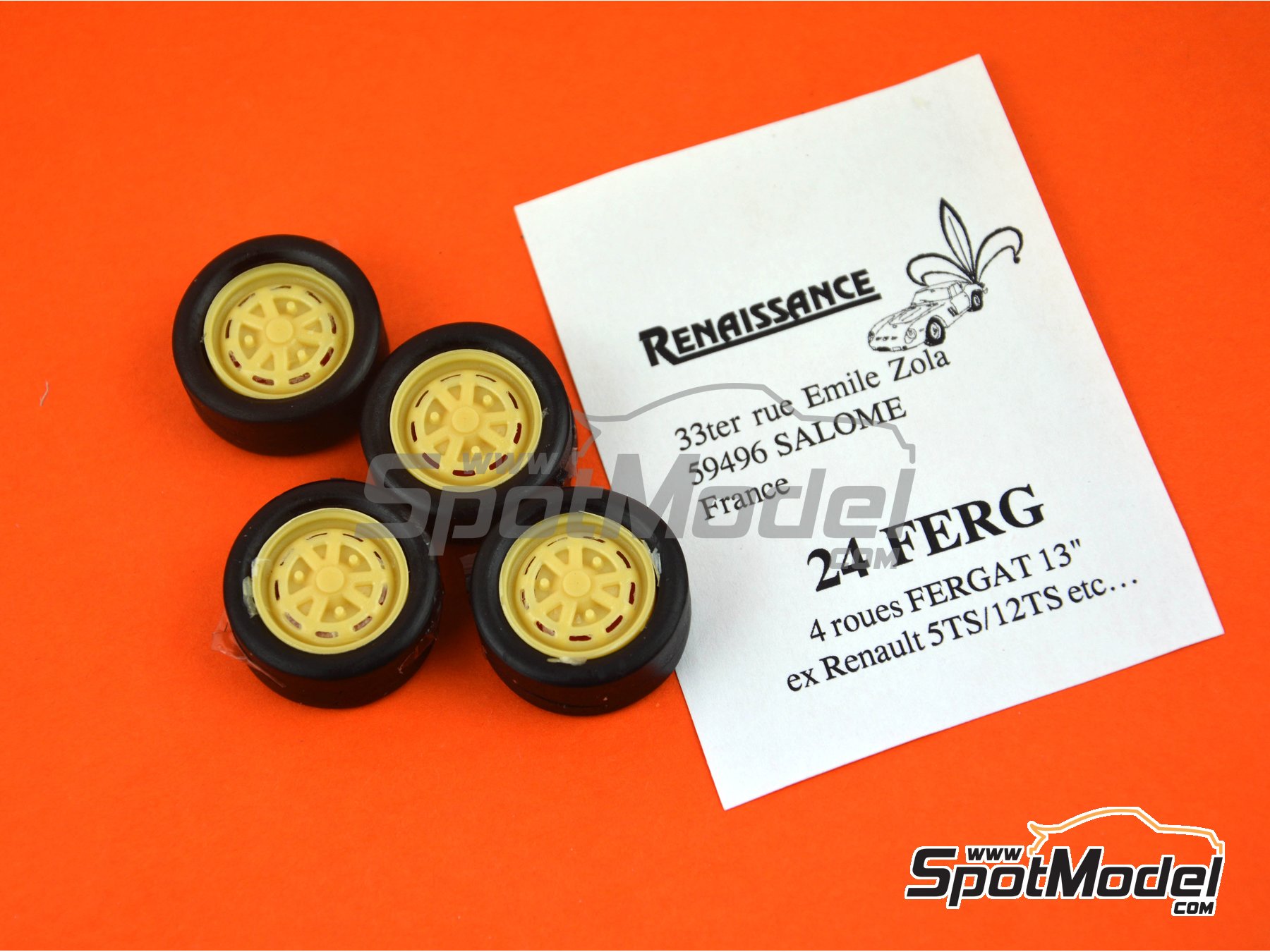 Image 2: Renault R5 R12 Fergat 13 inches | Rims and tyres set in 1/24 scale manufactured by Renaissance Models (ref.&nbsp;24FERG)