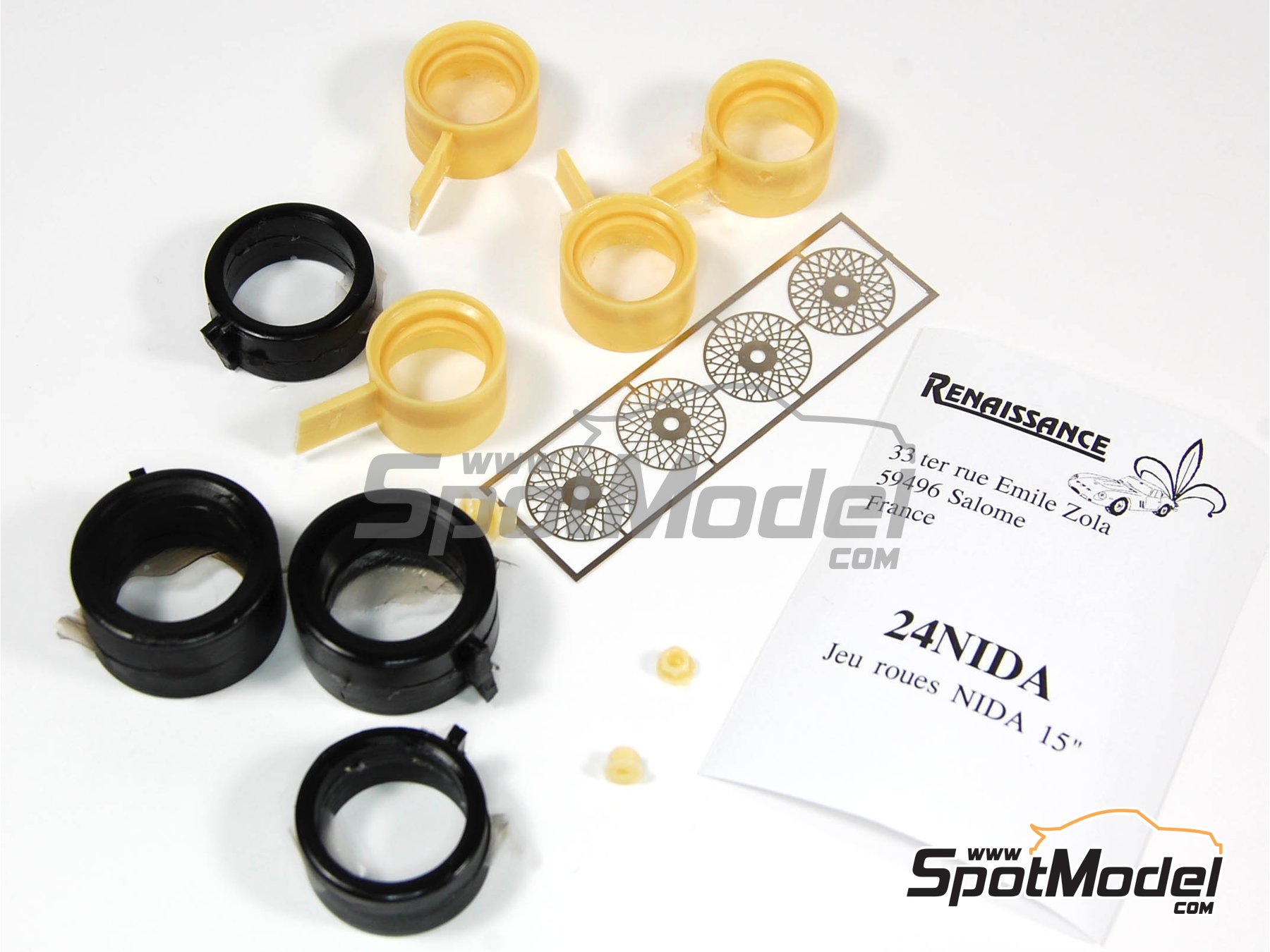 Image 1: BBS 15 inches -  1980 | Rims and tyres set in 1/24 scale manufactured by Renaissance Models (ref.&nbsp;24NIDA)