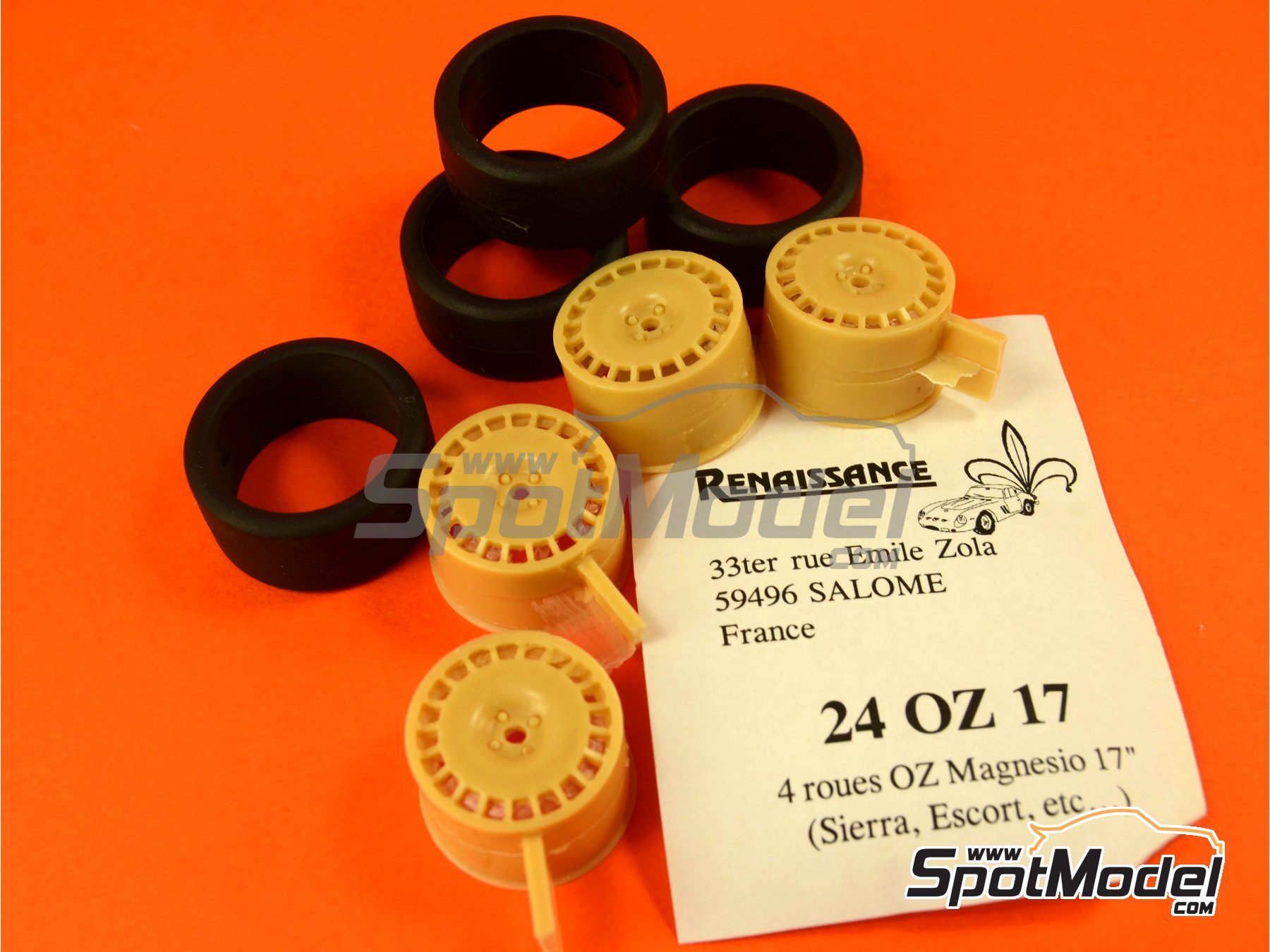 Image 1: OZ 17 inches | Rims and tyres set in 1/24 scale manufactured by Renaissance Models (ref.&nbsp;24OZ17)