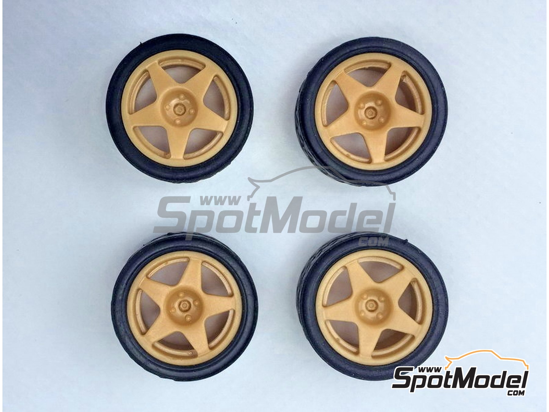 Image 3: Speedline SL2110 17 inches 5 spokes 4 nuts | Rims and tyres set in 1/24 scale manufactured by Renaissance Models (ref.&nbsp;24SP17-5III, also 24SP17-5-3)