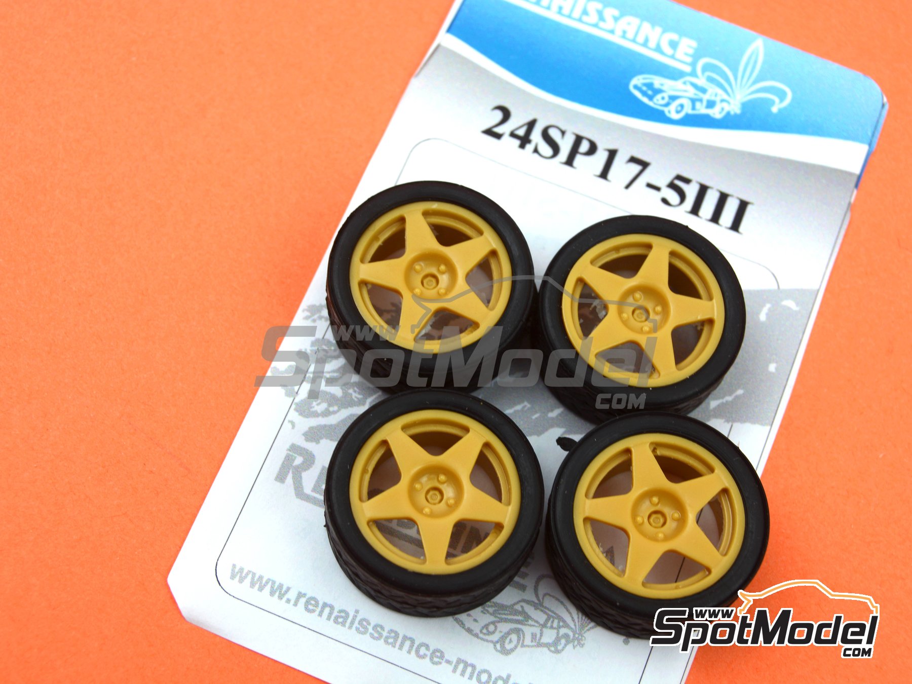 Image 4: Speedline SL2110 17 inches 5 spokes 4 nuts | Rims and tyres set in 1/24 scale manufactured by Renaissance Models (ref.&nbsp;24SP17-5III, also 24SP17-5-3)