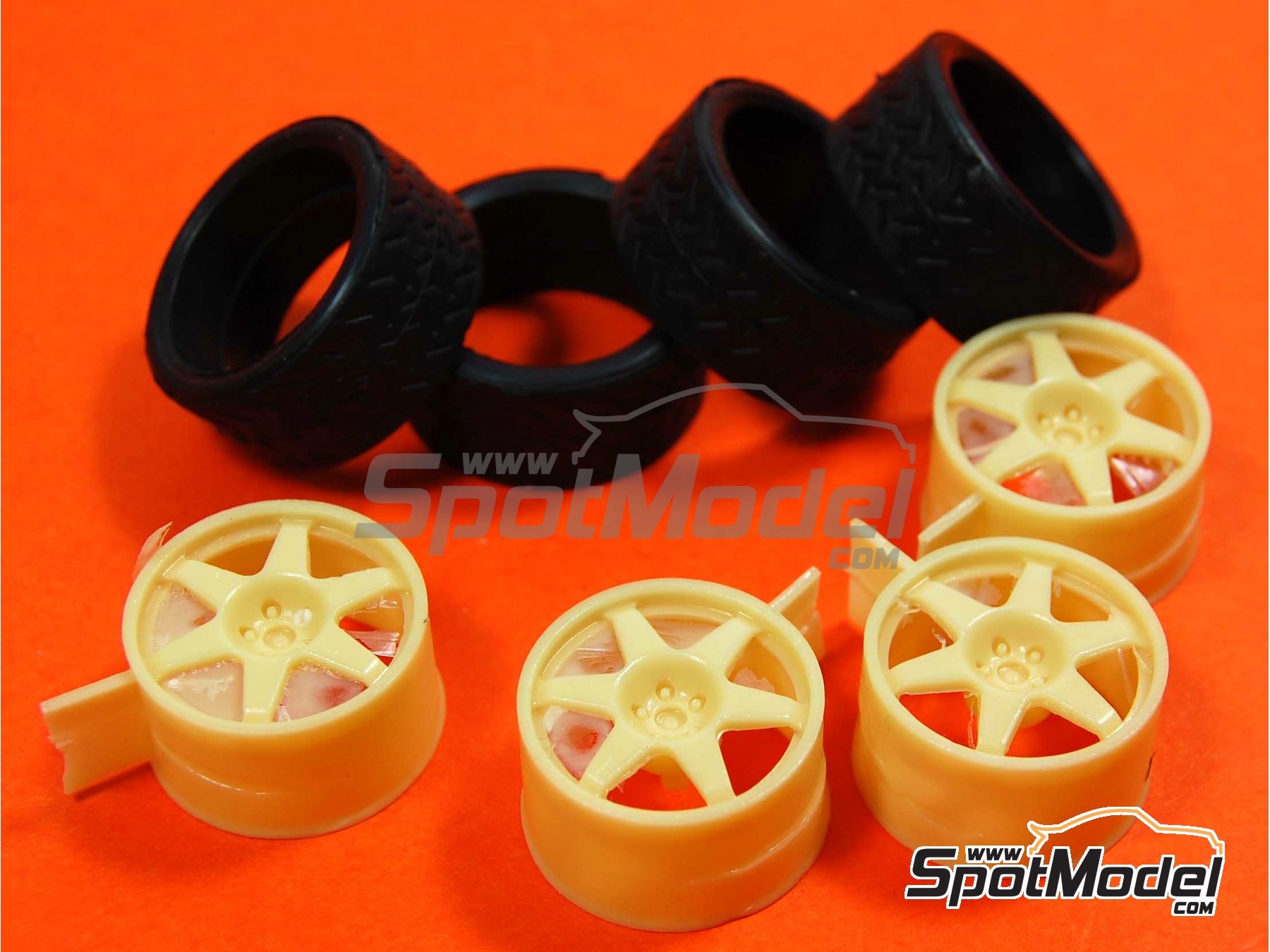 Image 3: Speedline 18 inches 6 spokes 5 nuts | Rims and tyres set in 1/24 scale manufactured by Renaissance Models (ref. 24SP6)